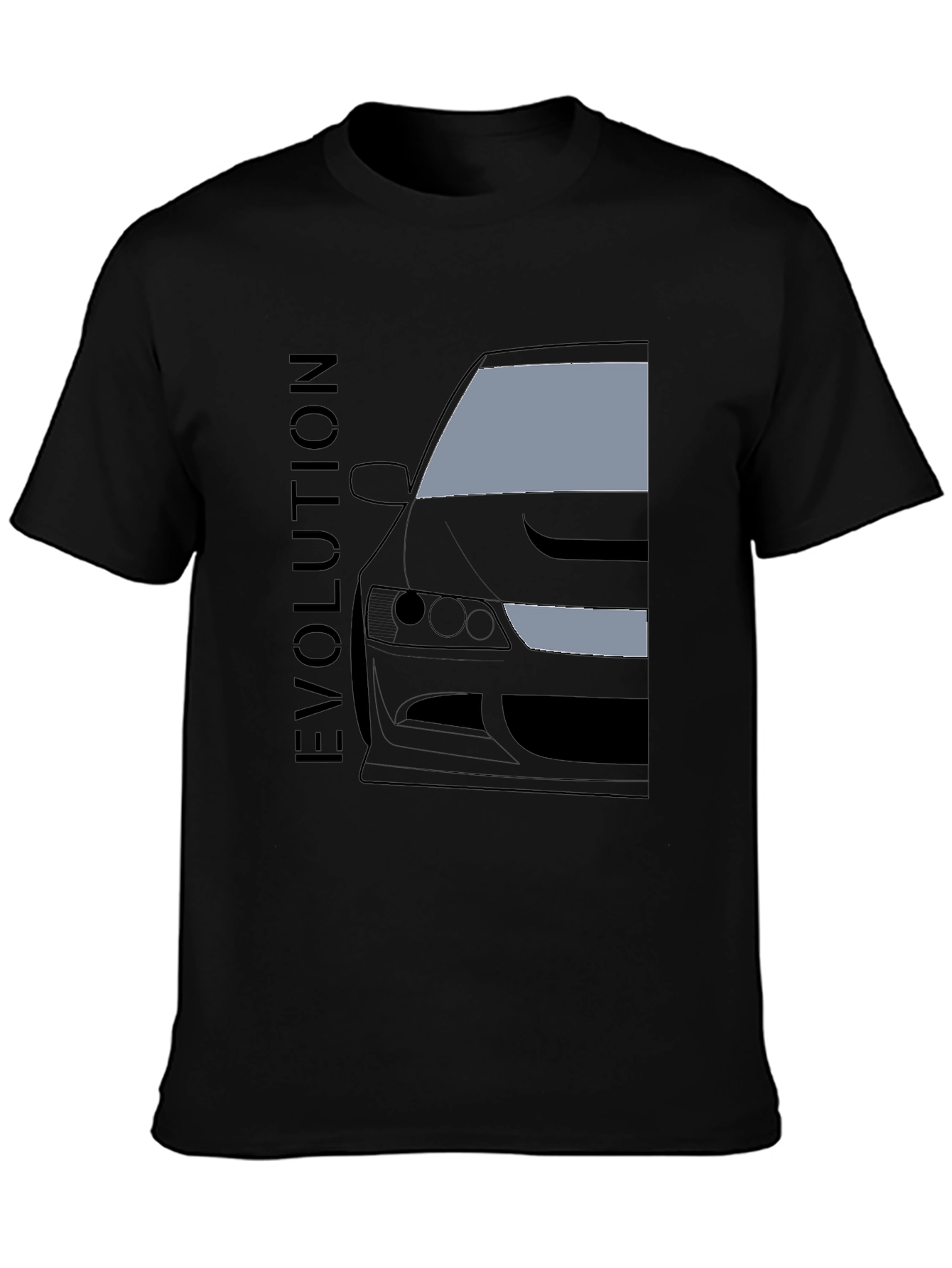 Black Evolution Car Graphic Tee - Black Cotton T-Shirt view 3