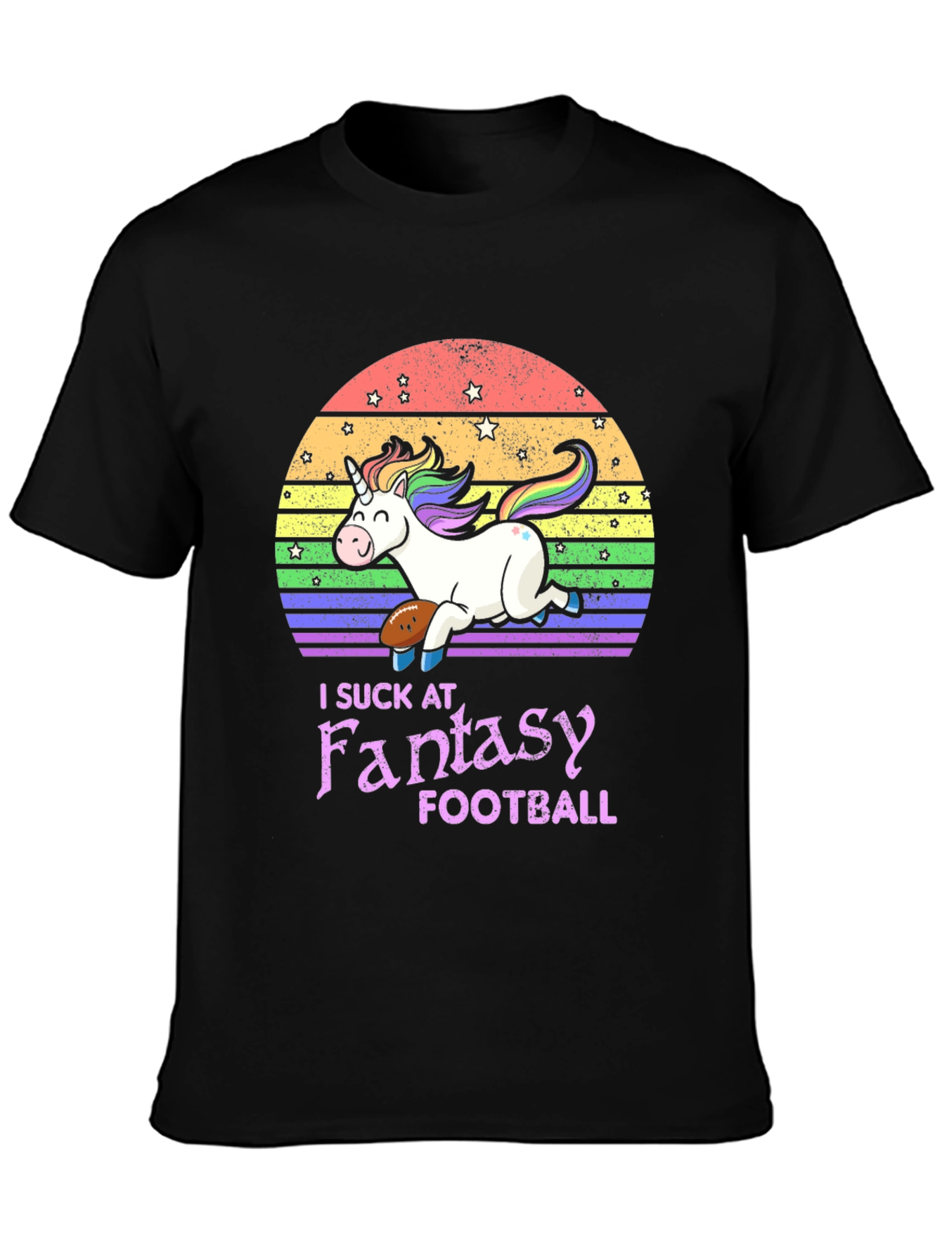 Black Unicorn Fantasy Football T-Shirt view 3