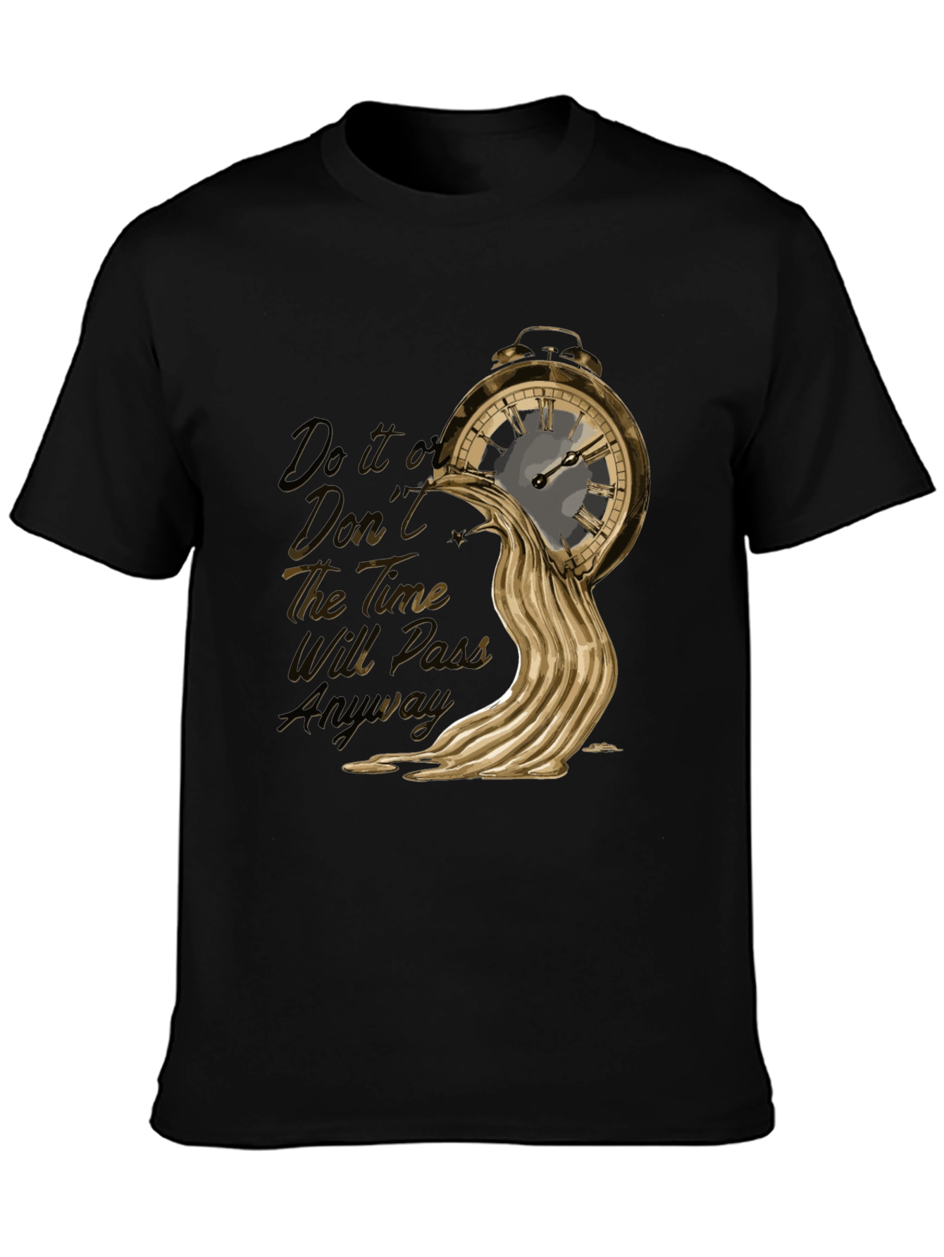 Black Melting Clock Graphic Tee - Time is Fluid! view 3