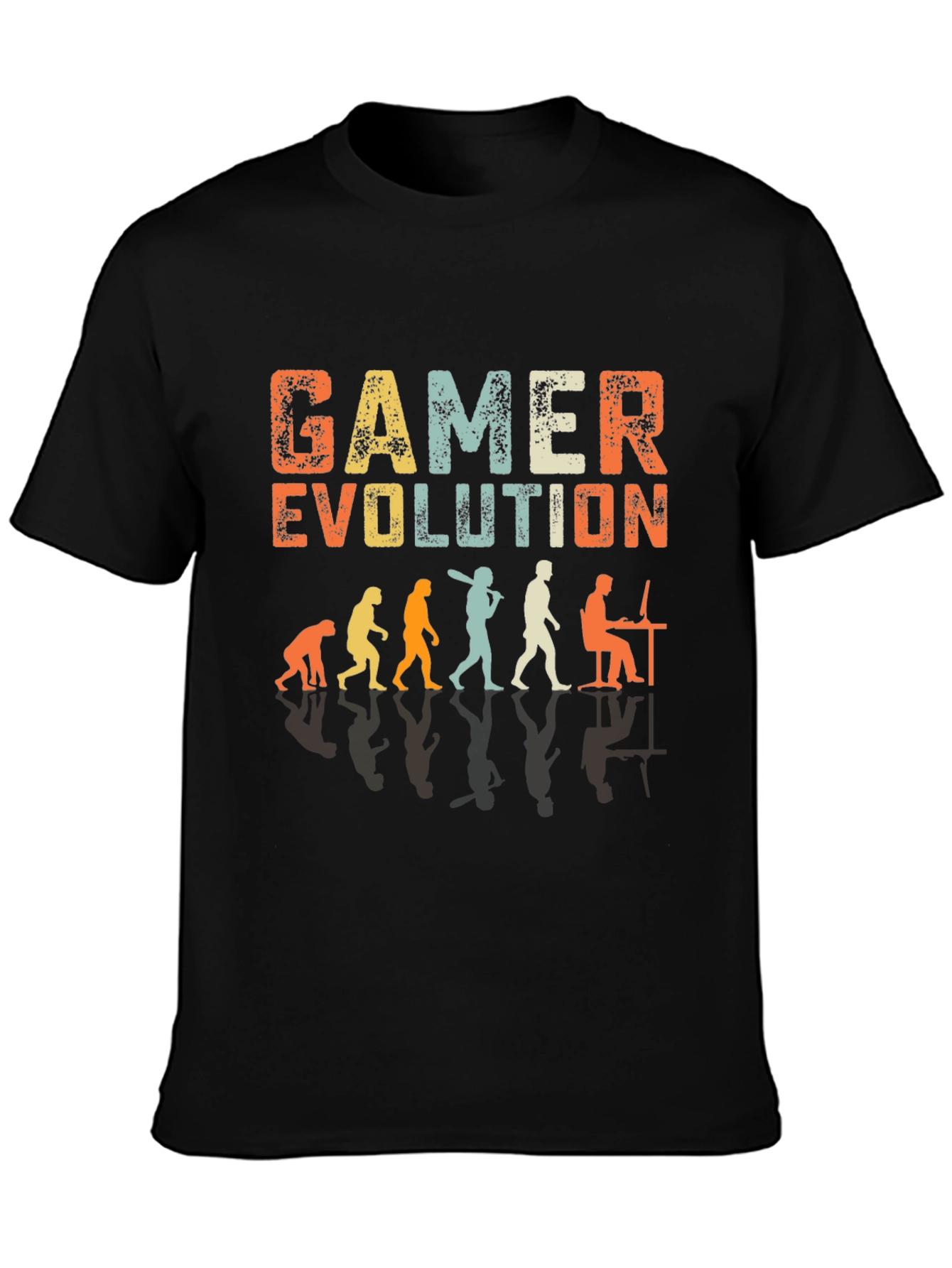 Black Gamer Evolution Graphic T-Shirt - Black Cotton Tee view 3