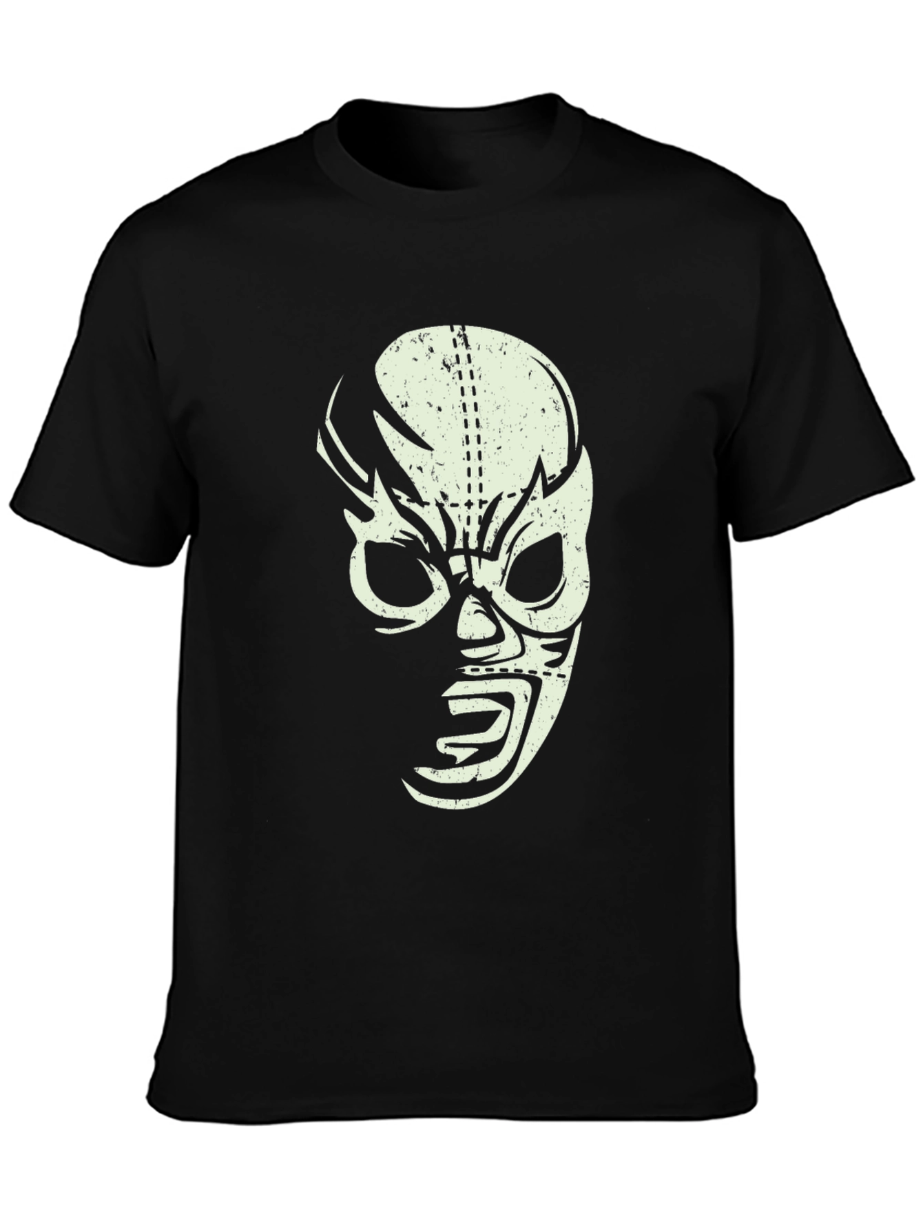 Black Lucha Libre Mask Graphic T-Shirt - Black view 3