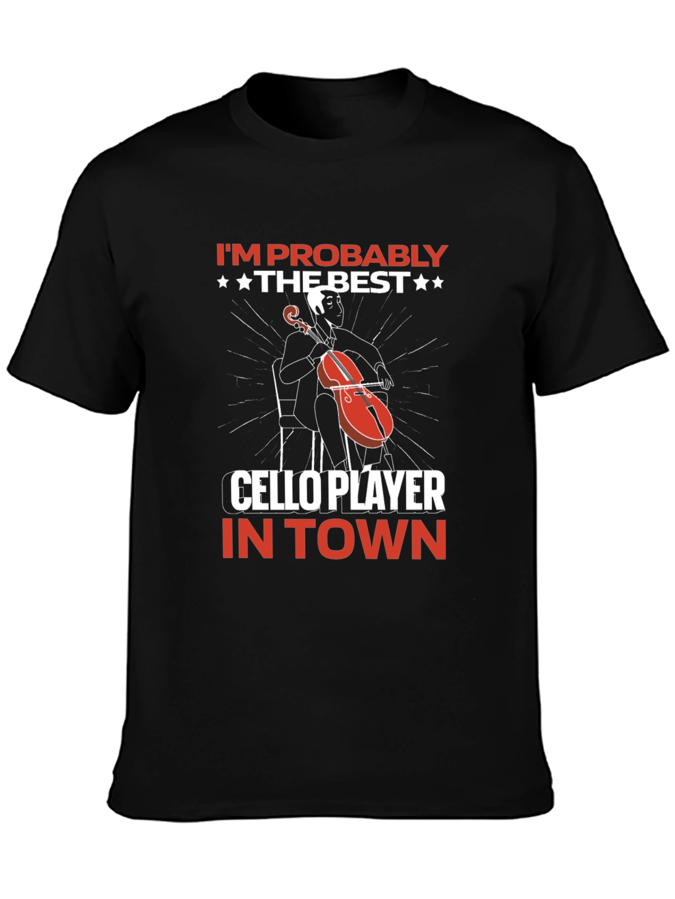 Black Best Cello Player T-Shirt: Music Lover Gift view 3
