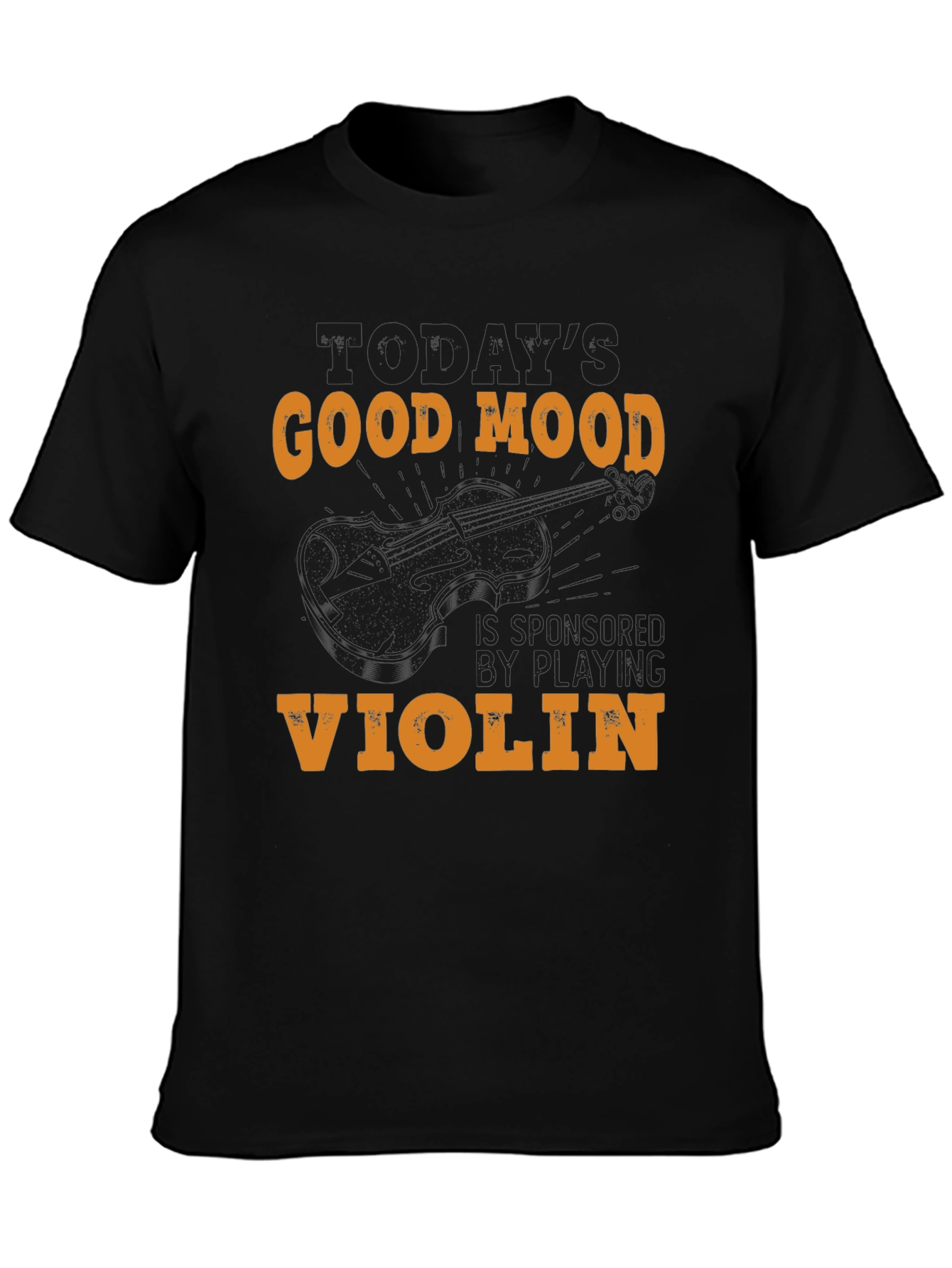 Black Good Mood Violin Graphic T-Shirt view 3