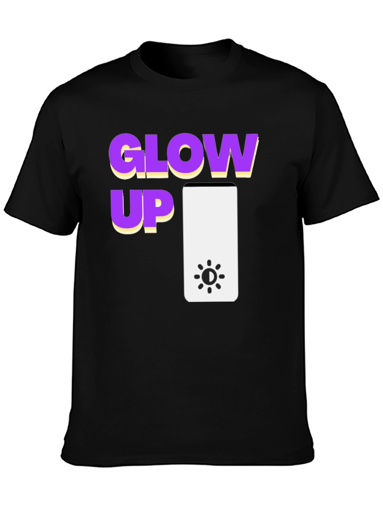 Black Glow Up Graphic Tee - Black Cotton T-Shirt view 3