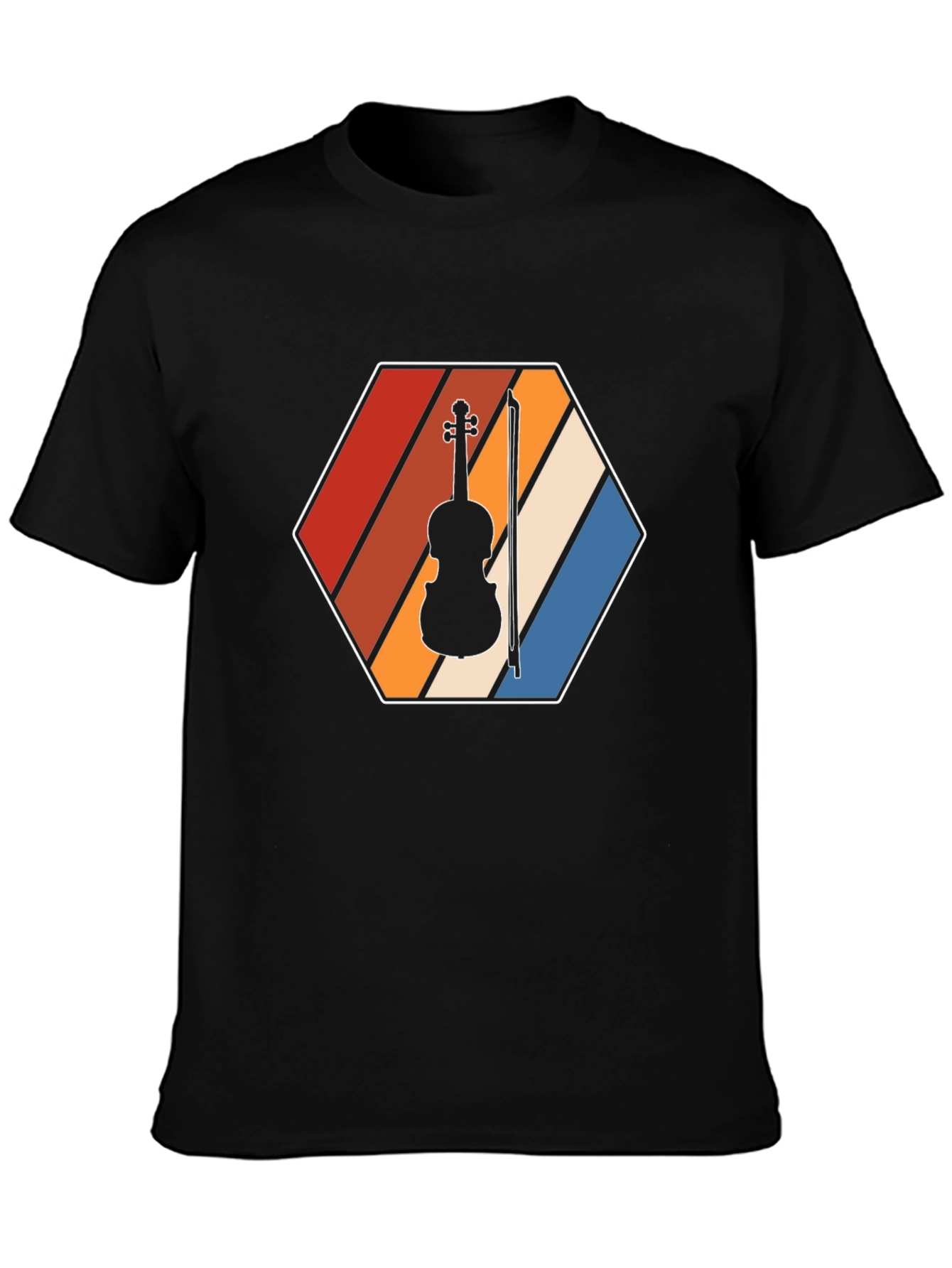 Black Retro Violin T-Shirt - Music Lover Tee view 3