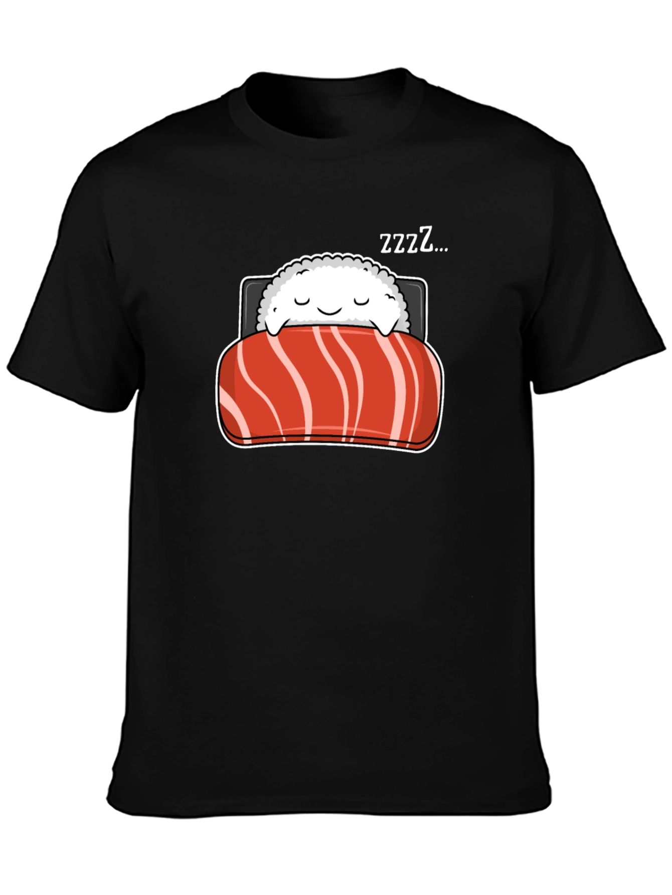 Black Sleeping Sushi Roll Graphic T-Shirt view 3