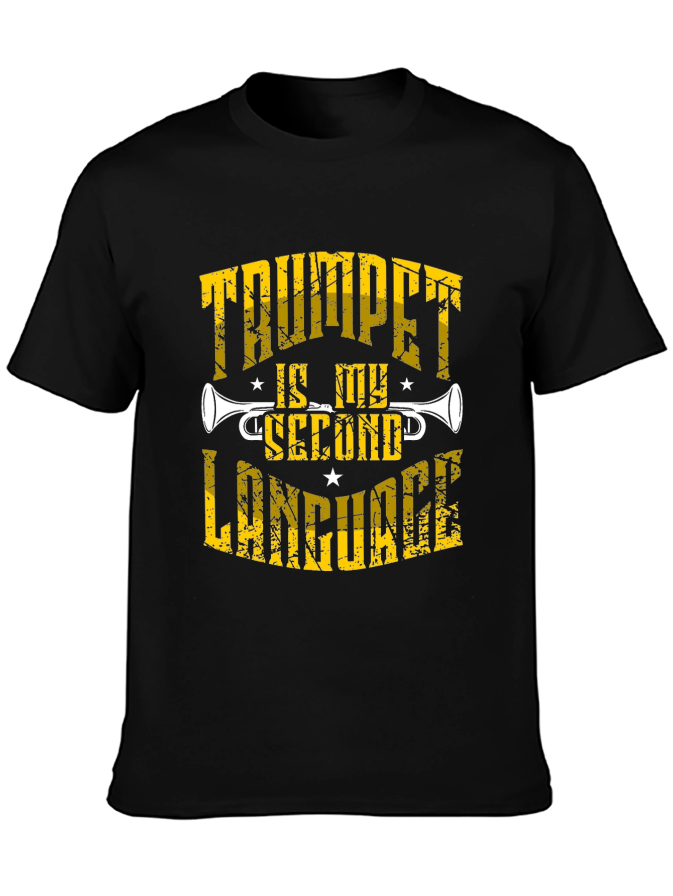 Black Trumpet is My Second Language Black T-Shirt view 3