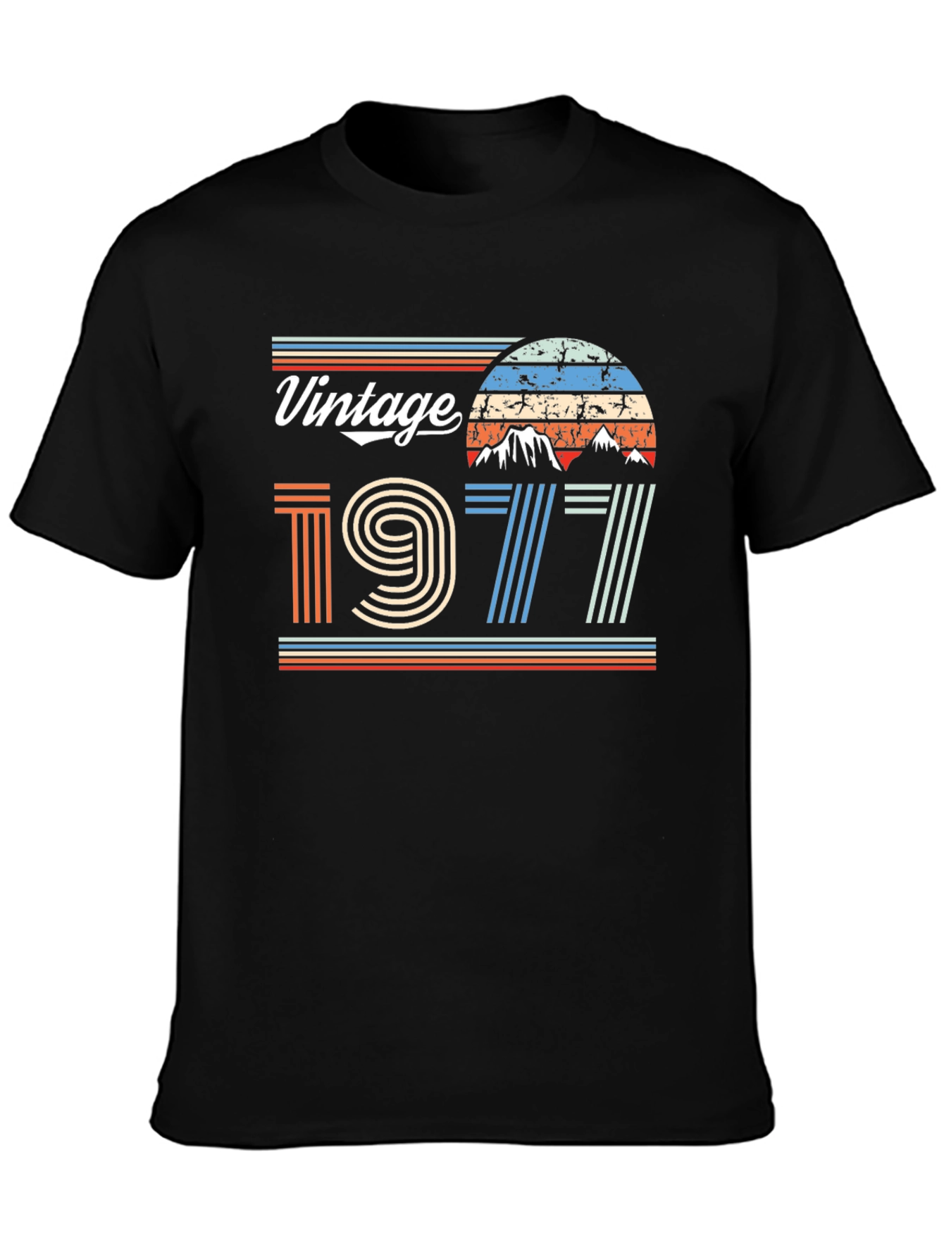 Black Vintage 1977 Graphic T-Shirt Retro Style Tee view 3