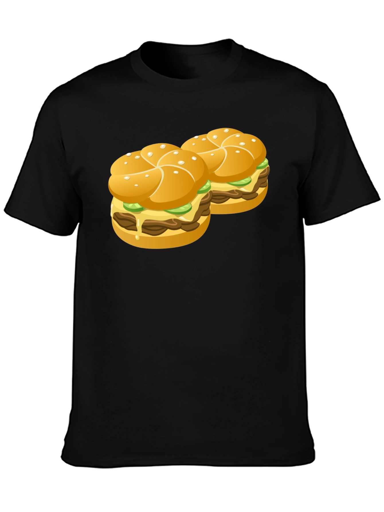 Black Burger Graphic Black T-Shirt view 3