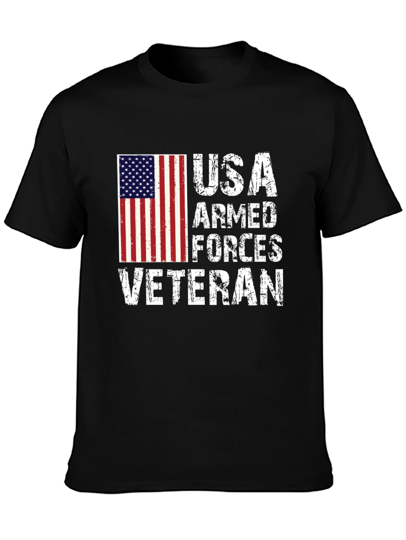 Black USA Armed Forces Veteran T-Shirt view 3