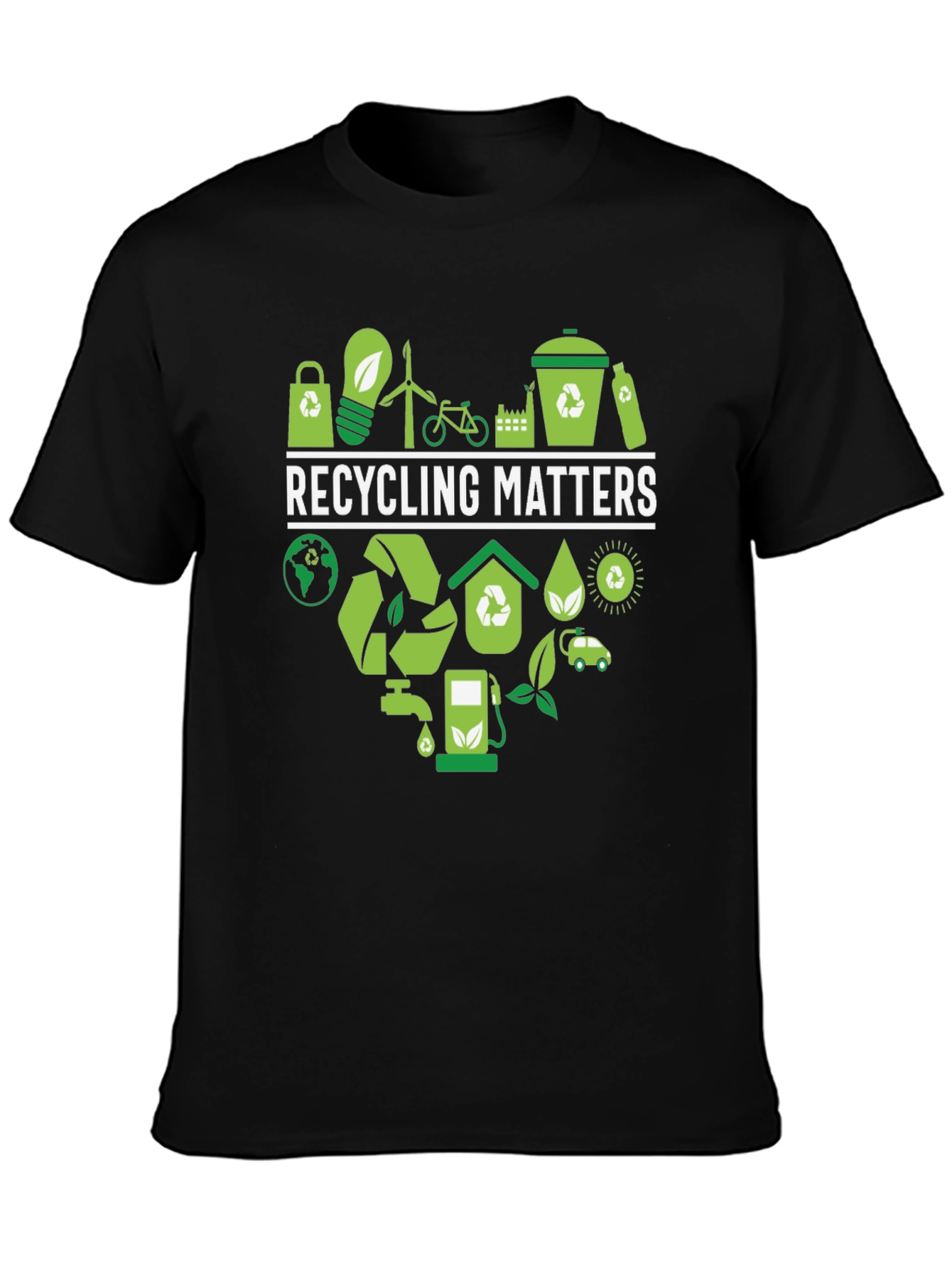 Black Recycling Matters Graphic Tee - Eco-Friendly Design view 3