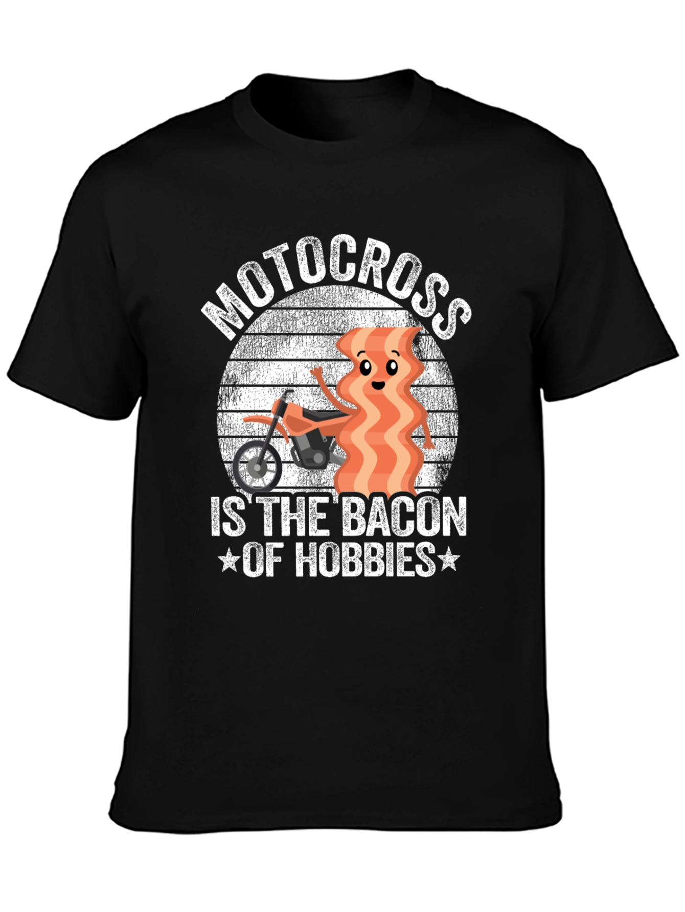 Black Motocross Bacon Hobbies Black Graphic Tee view 3