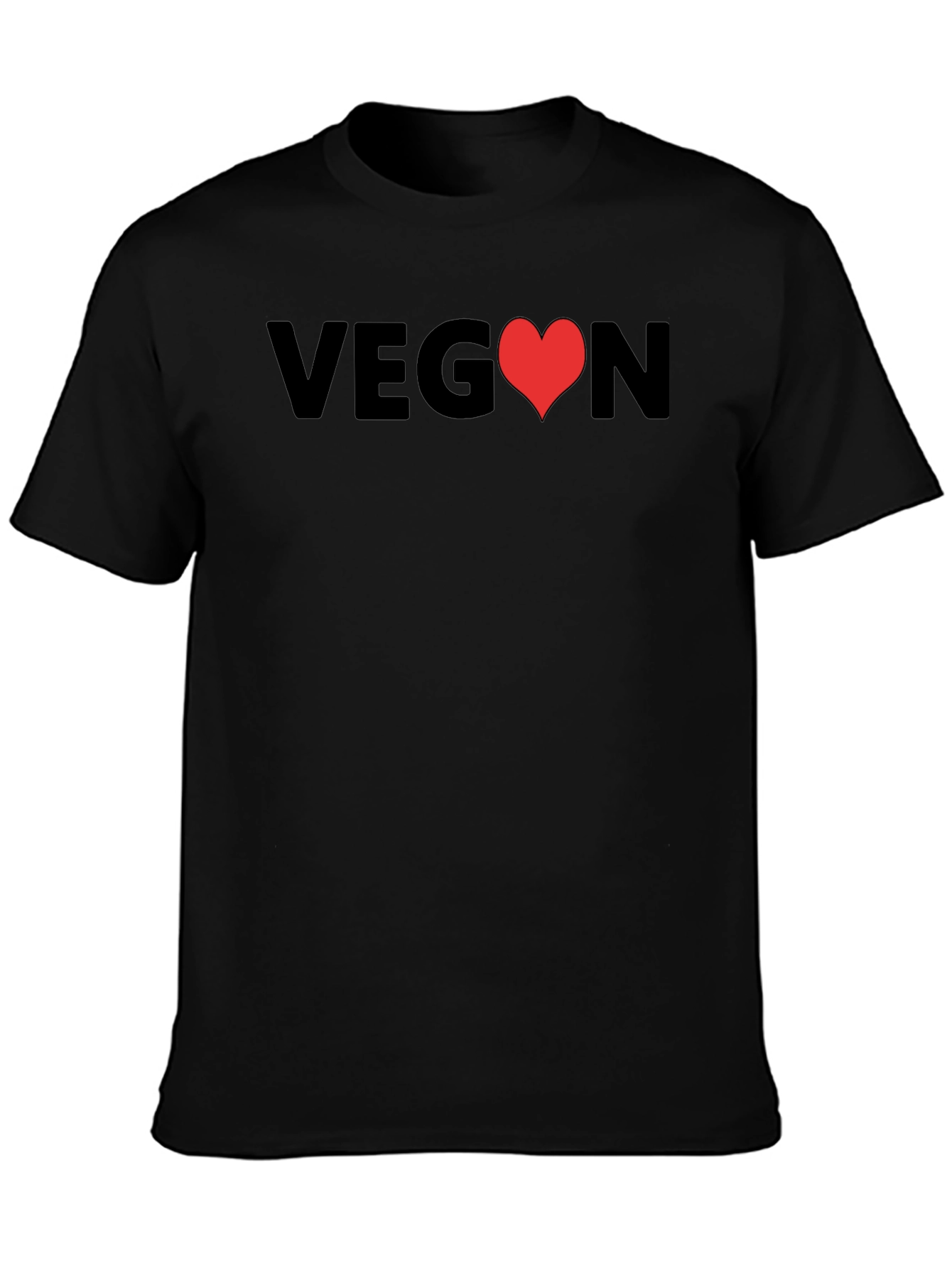 Black Vegan Heart Graphic T-Shirt - Unisex Soft Cotton Tee view 3