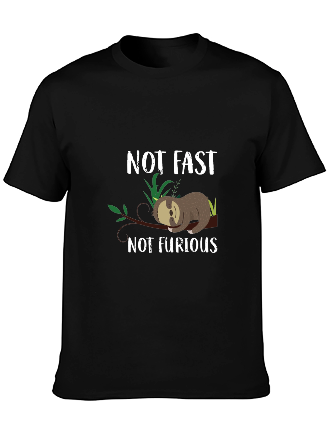 Black Not Fast Not Furious Sloth Graphic Tee view 3