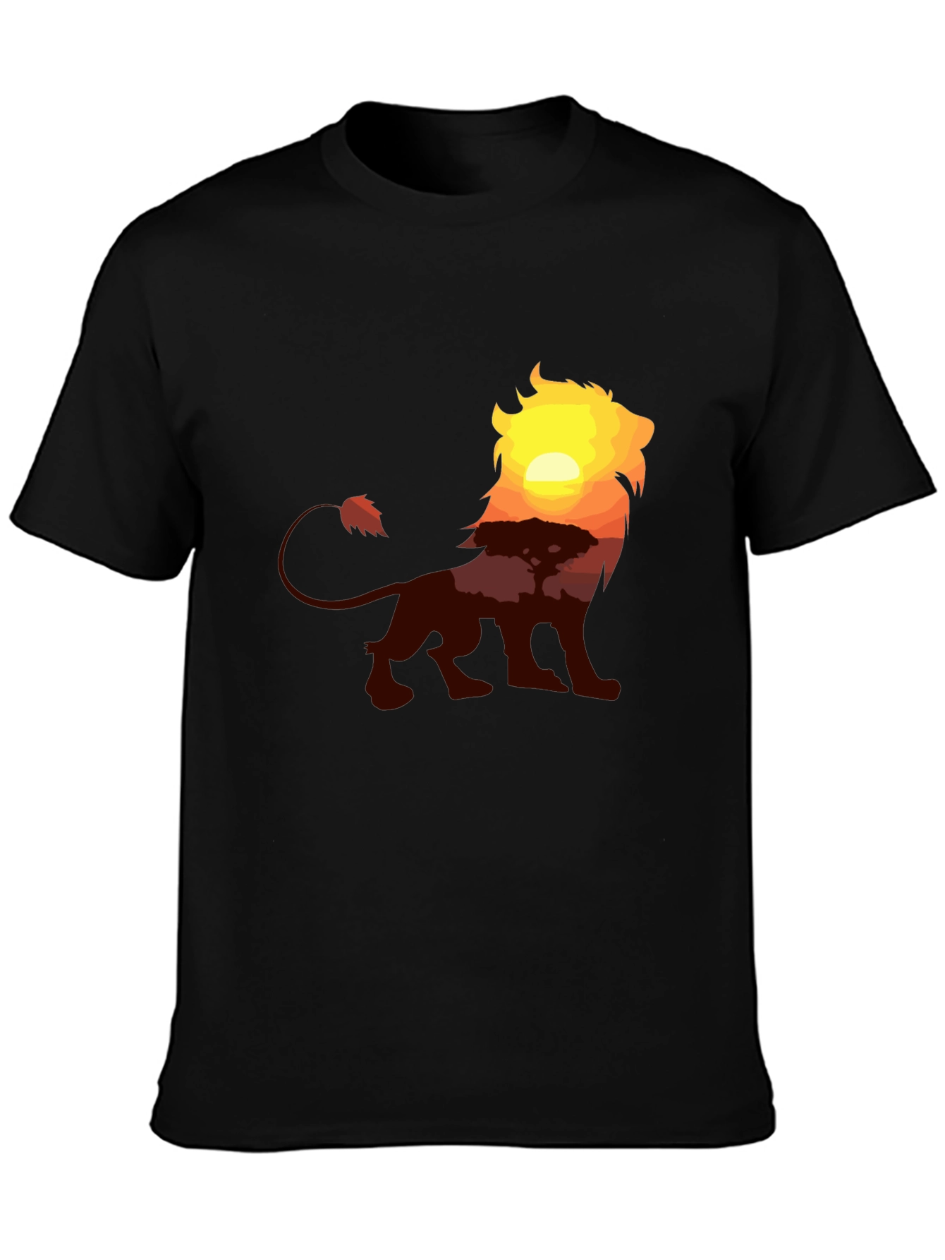 Black Lion Sunset Graphic Tee - Classic Black T-Shirt view 3