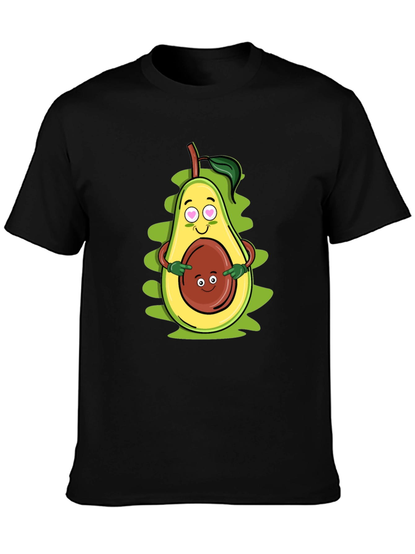 Black Funny Avocado Family Graphic T-Shirt view 3