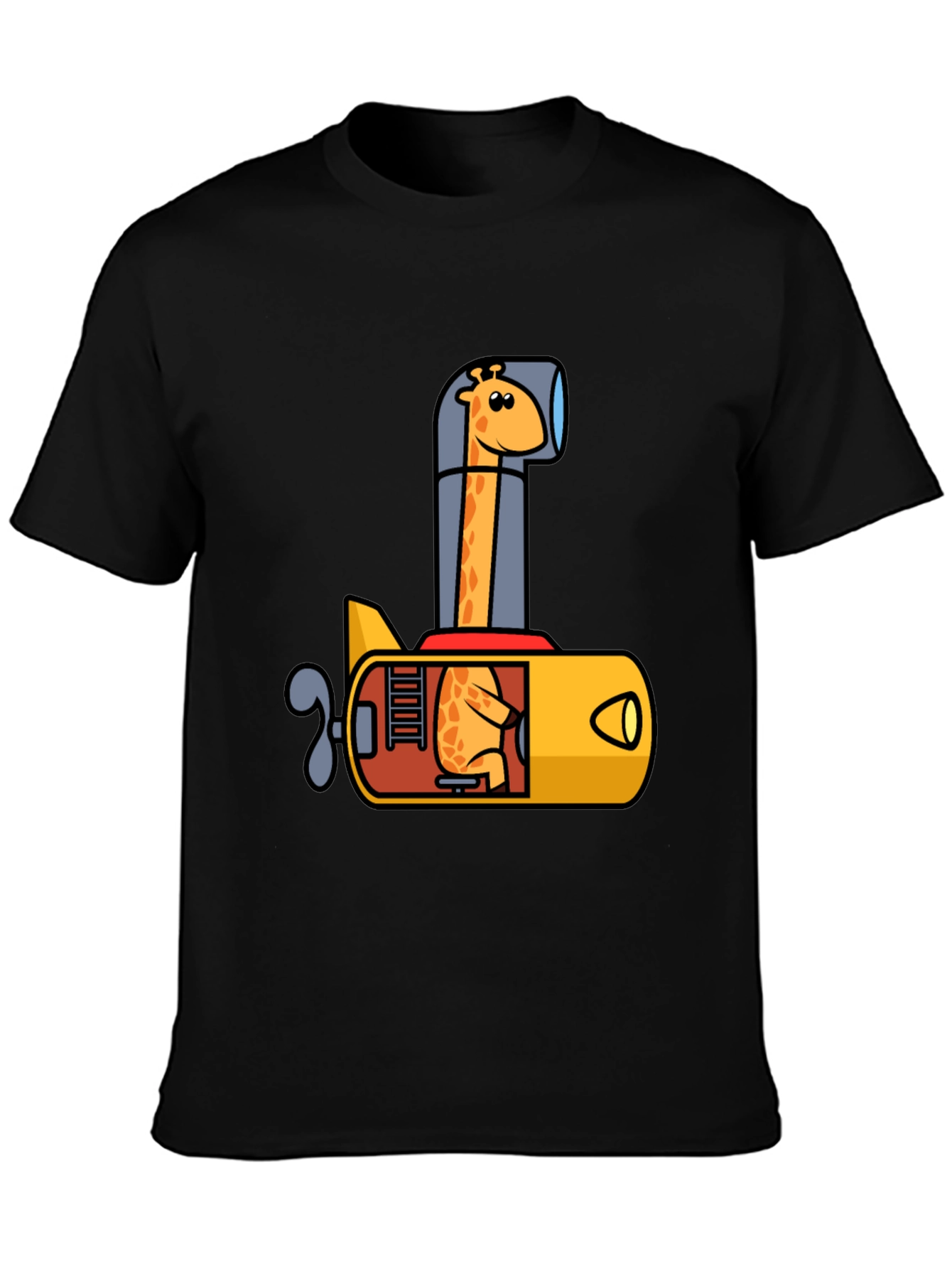 Black Giraffe Submarine Black T-Shirt view 3