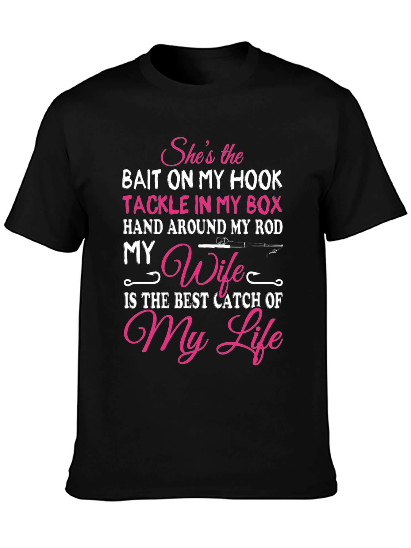 Black Fishing Wife T-Shirt - Bait on My Hook view 3