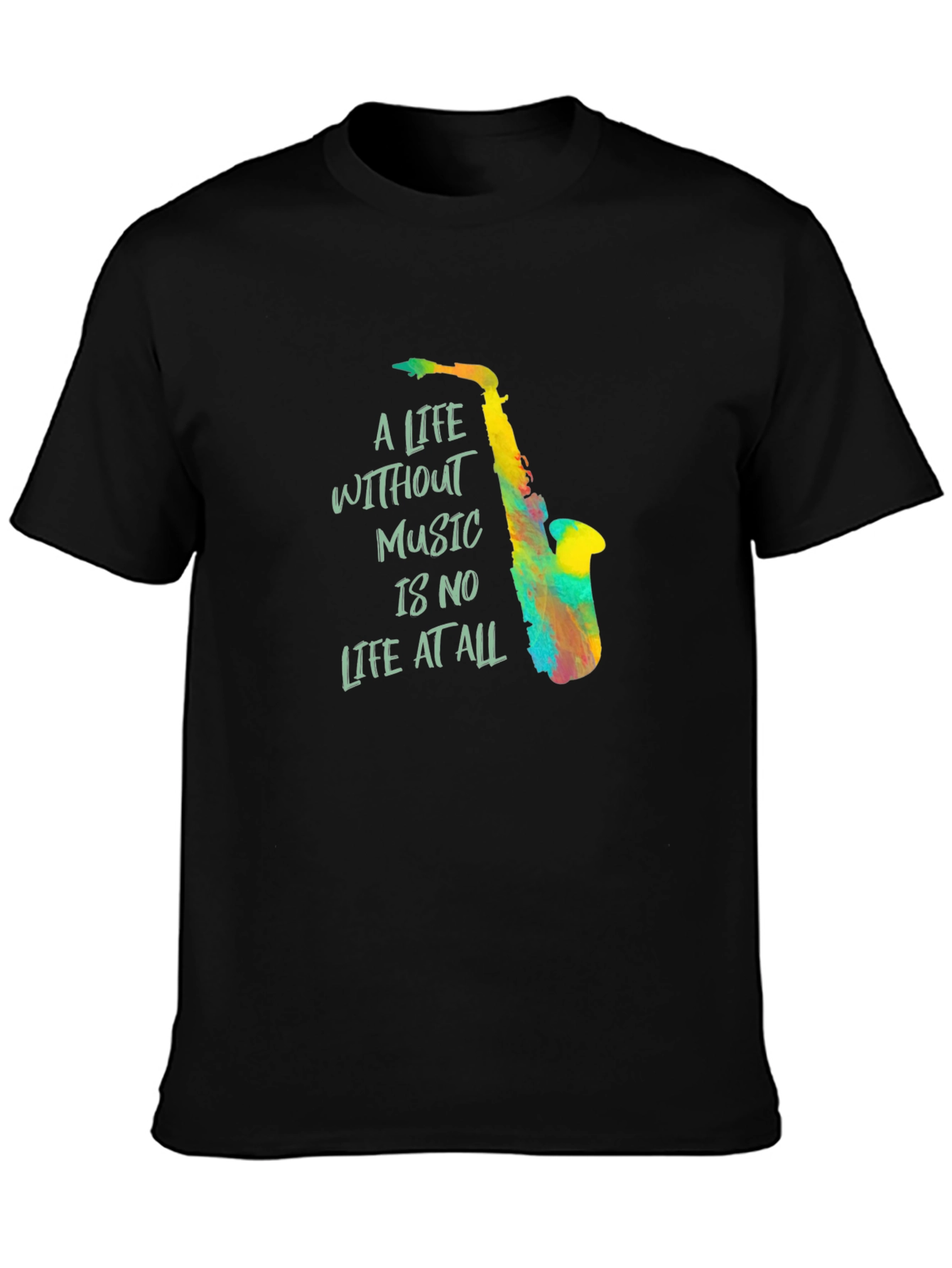Black Music Lover Tee: "A Life Without Music" Graphic T-Shirt view 3