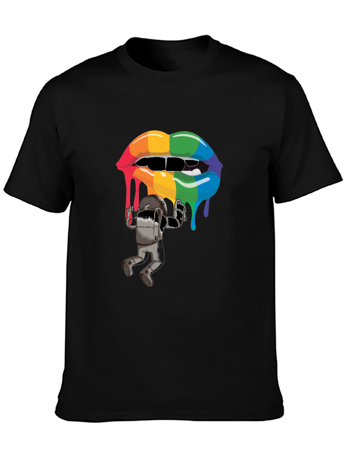 Black Rainbow Lips Graphic T-Shirt view 3