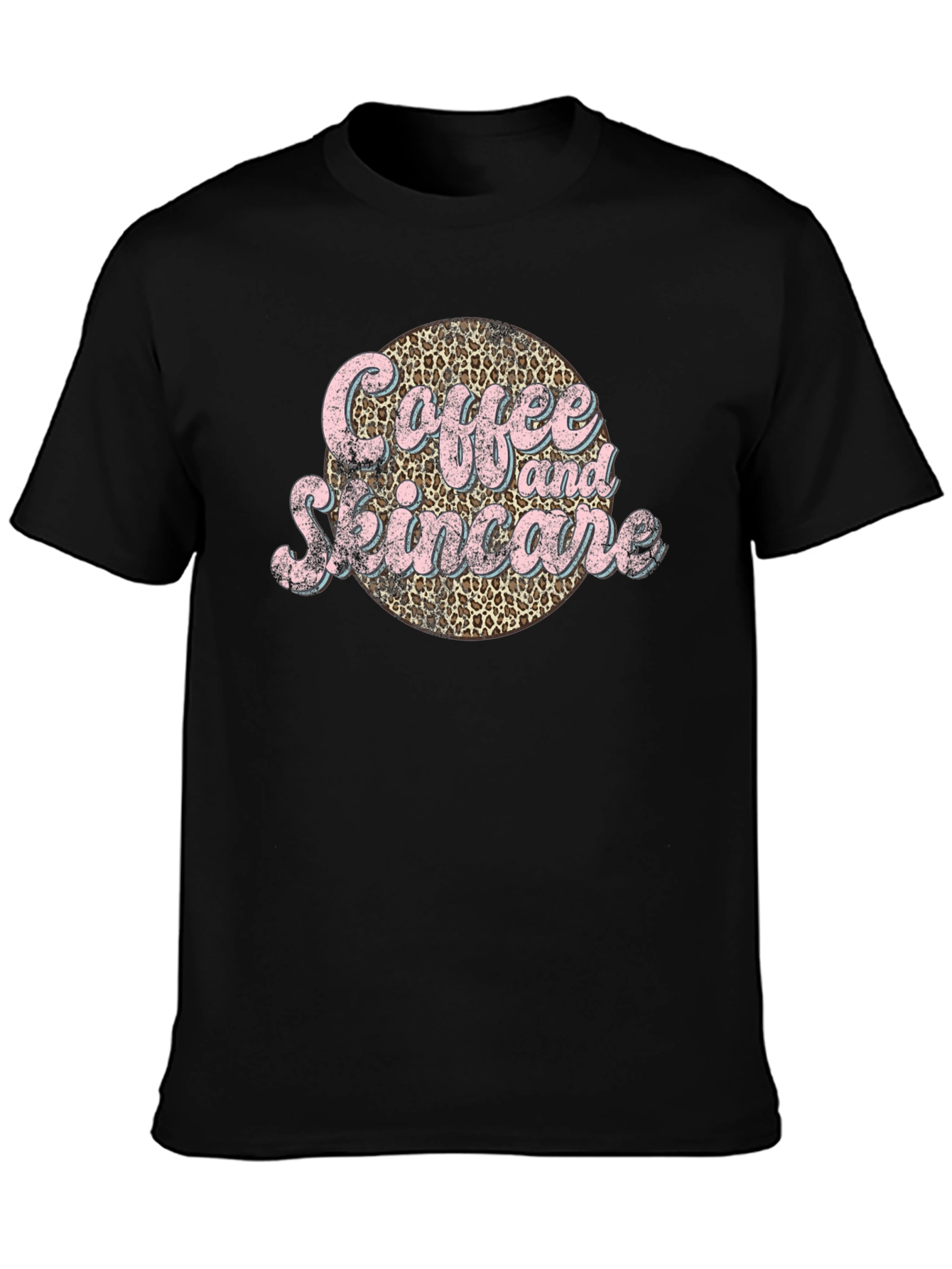 Black Coffee & Skincare Leopard Print Graphic Tee view 3