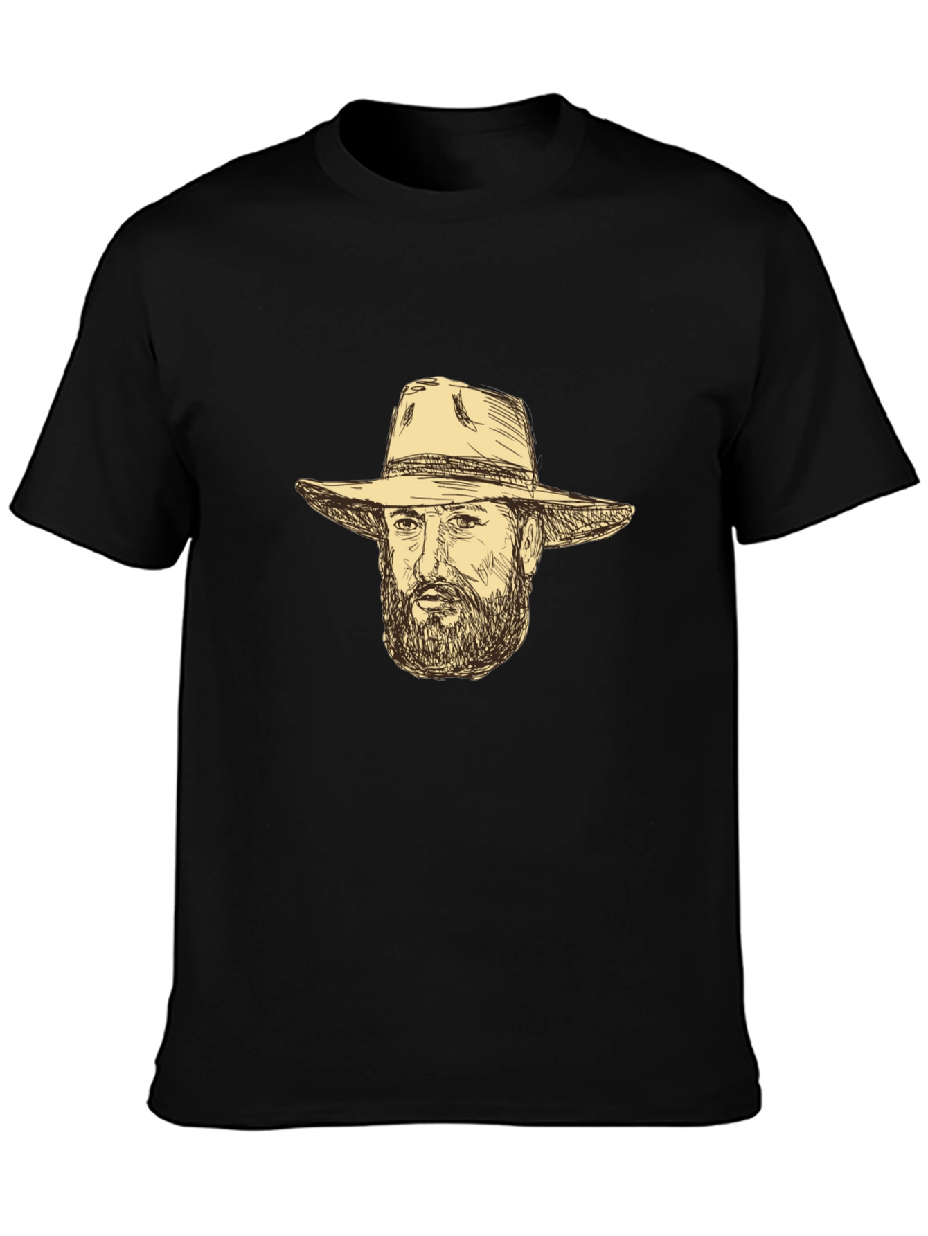 Black Black T-Shirt with Cowboy Sketch view 3