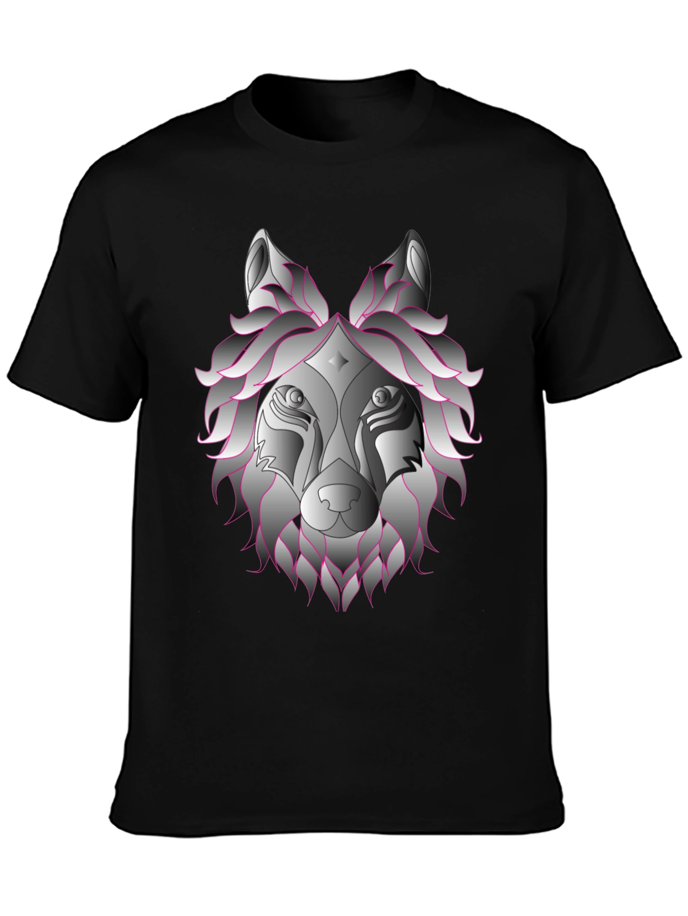 Black Wolf Head Graphic T-Shirt - Black view 3
