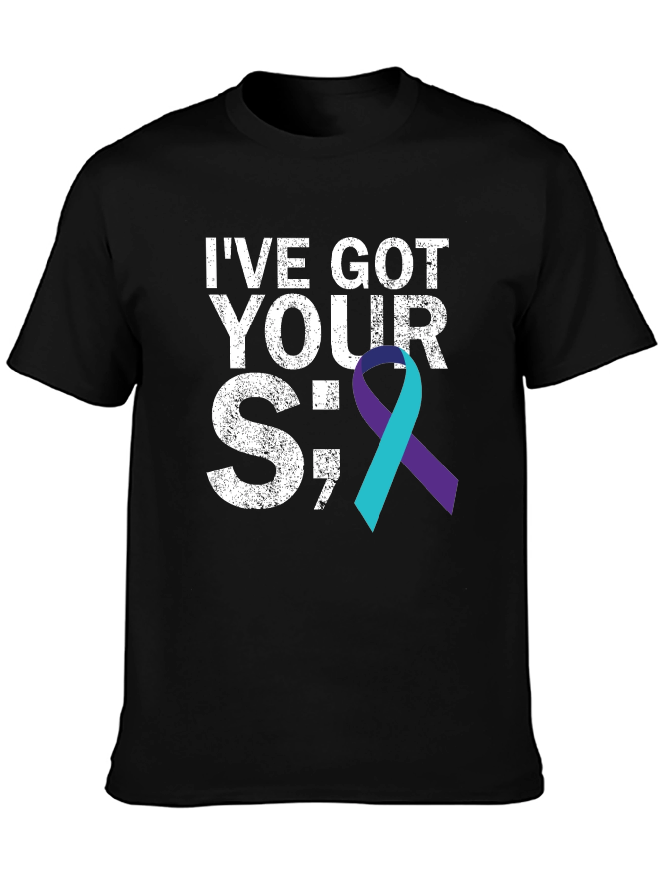 Black I've Got Your Semicolon T-Shirt - Suicide Awareness view 3