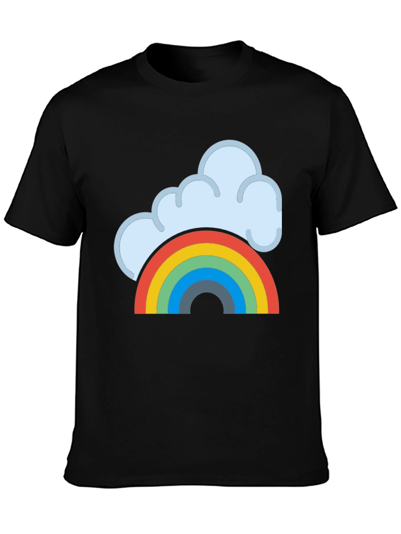 Black Rainbow Cloud Graphic Tee - Black Cotton T-Shirt view 3