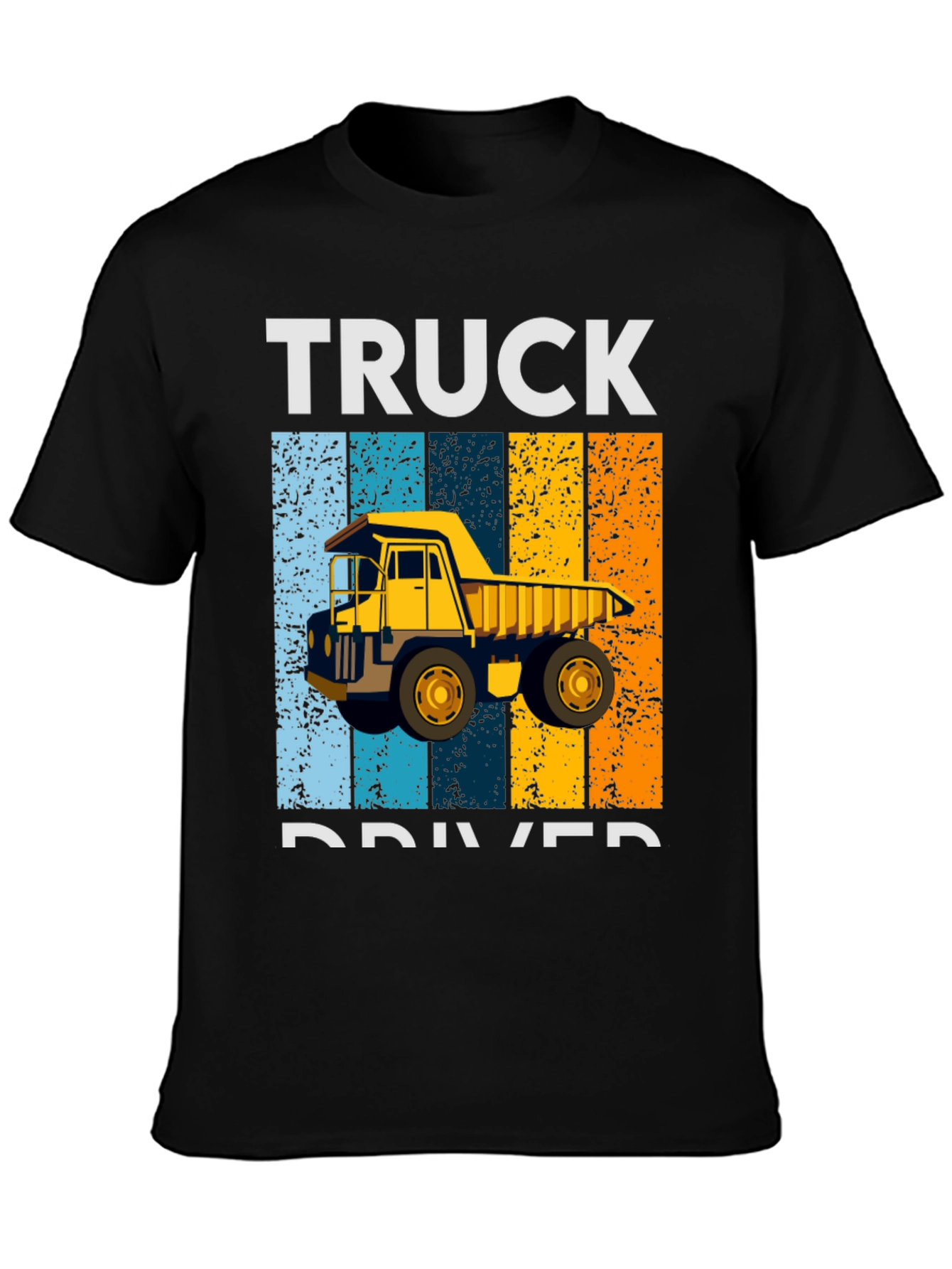 Black Truck Driver Retro Style Graphic T-Shirt view 3