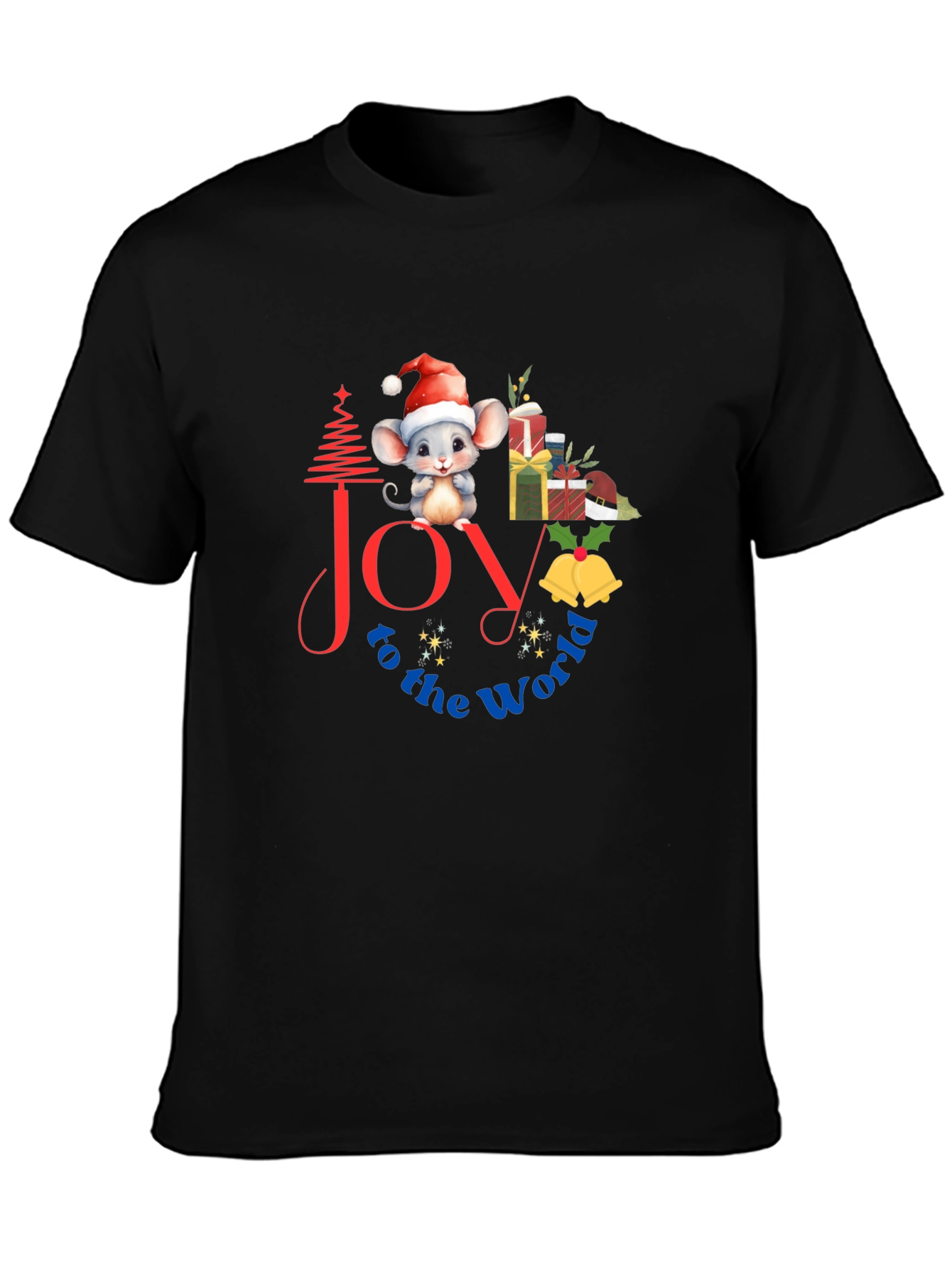 Black Joy to the World Christmas Graphic Tee view 3