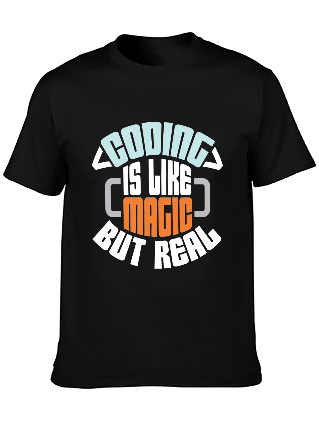 Black Coding is Like Magic But Real T-Shirt view 3