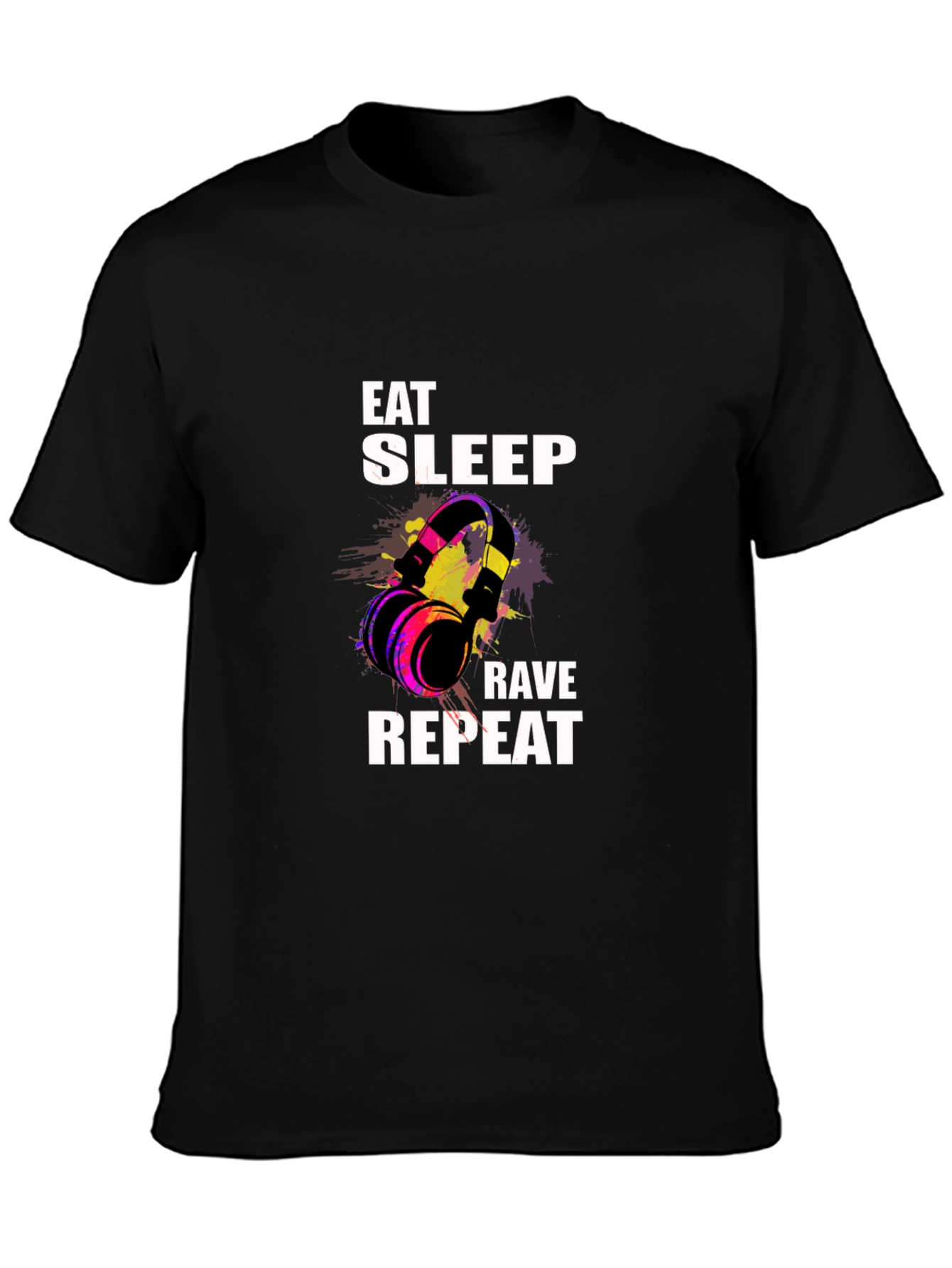 Black Eat Sleep Rave Repeat Graphic Tee view 3