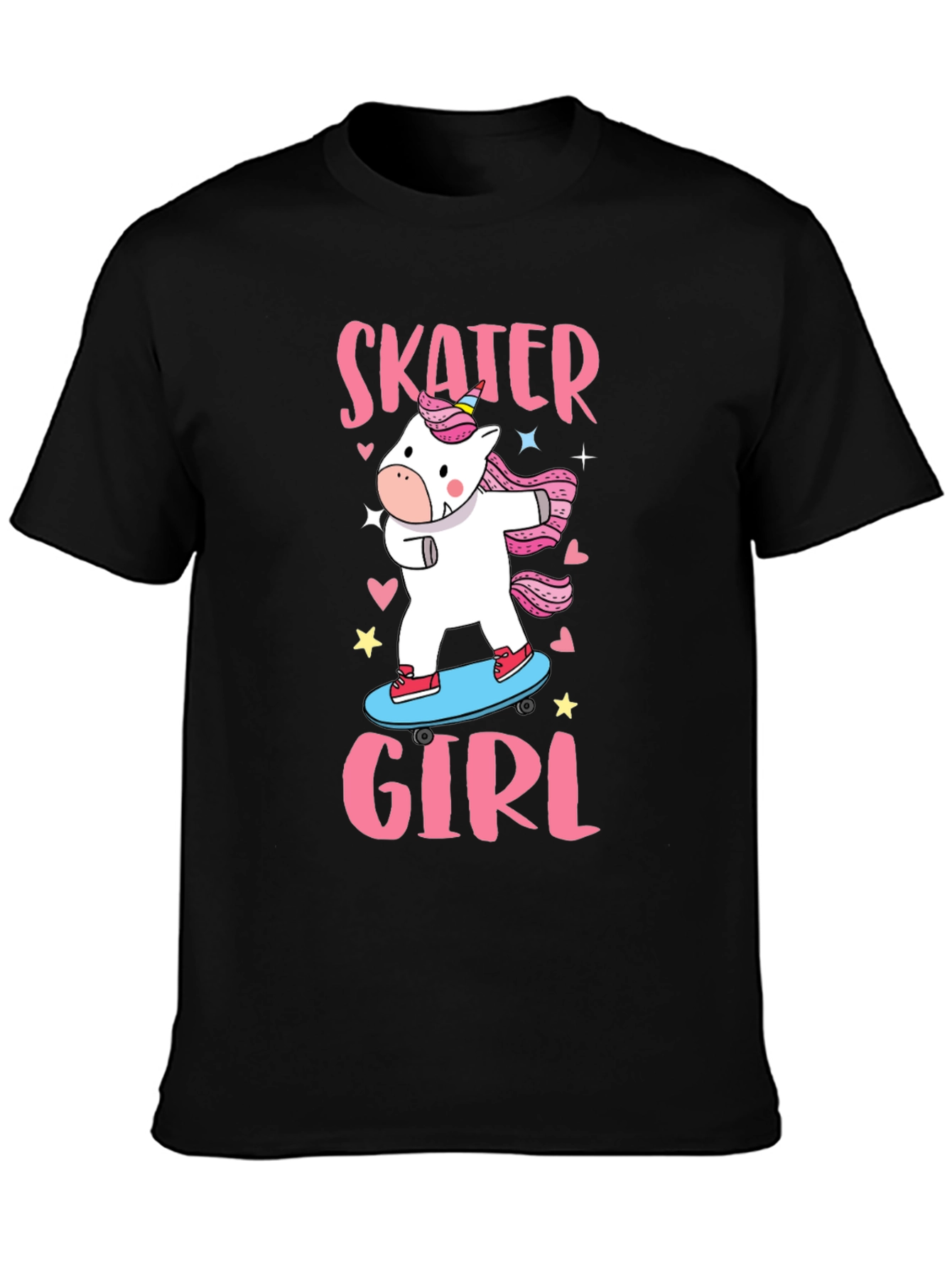 Black Skater Girl Unicorn T-Shirt - Cute Graphic Tee view 3