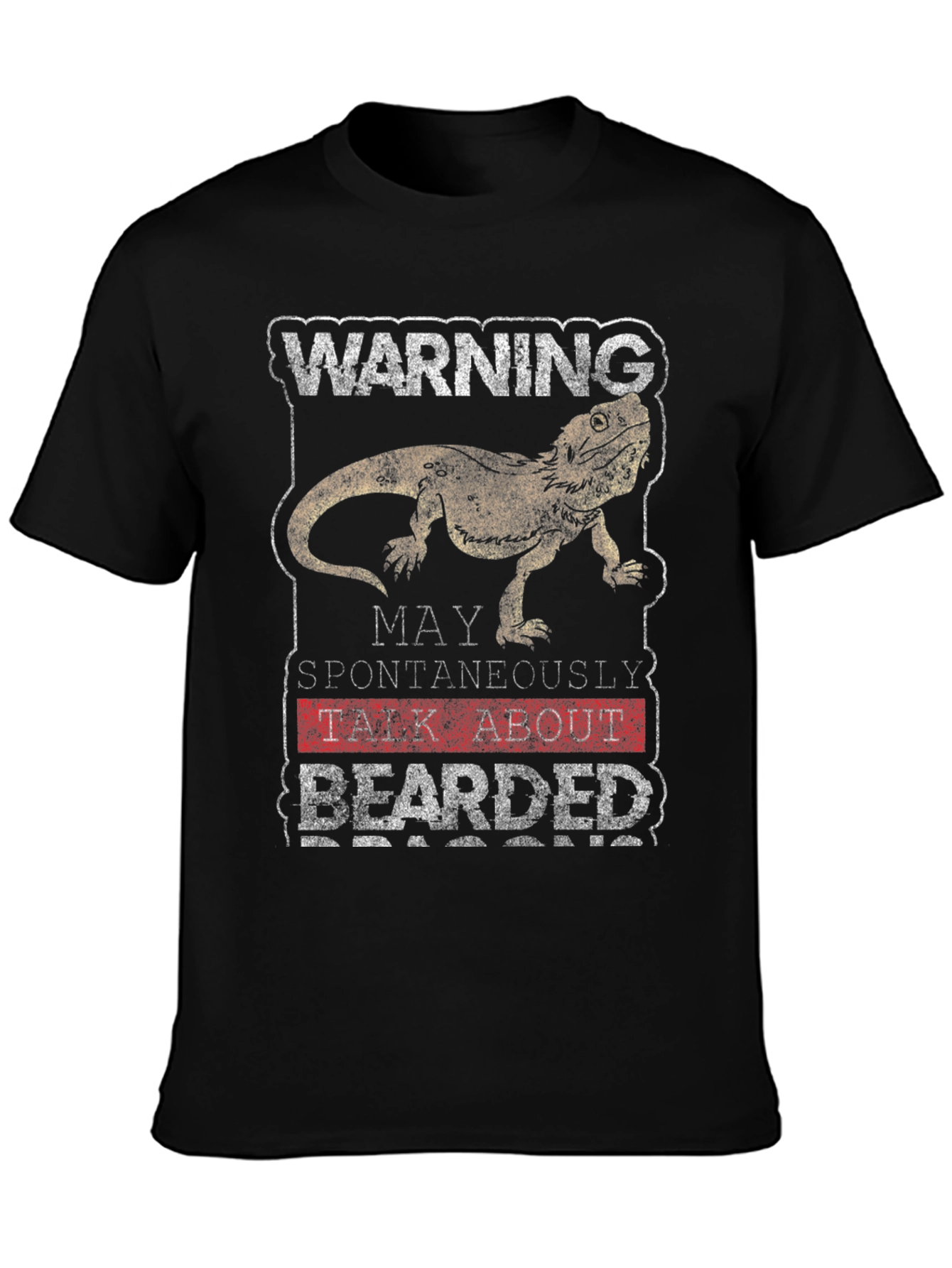Black Warning May Spontaneously Talk About Bearded Dragons T-Shirt view 3