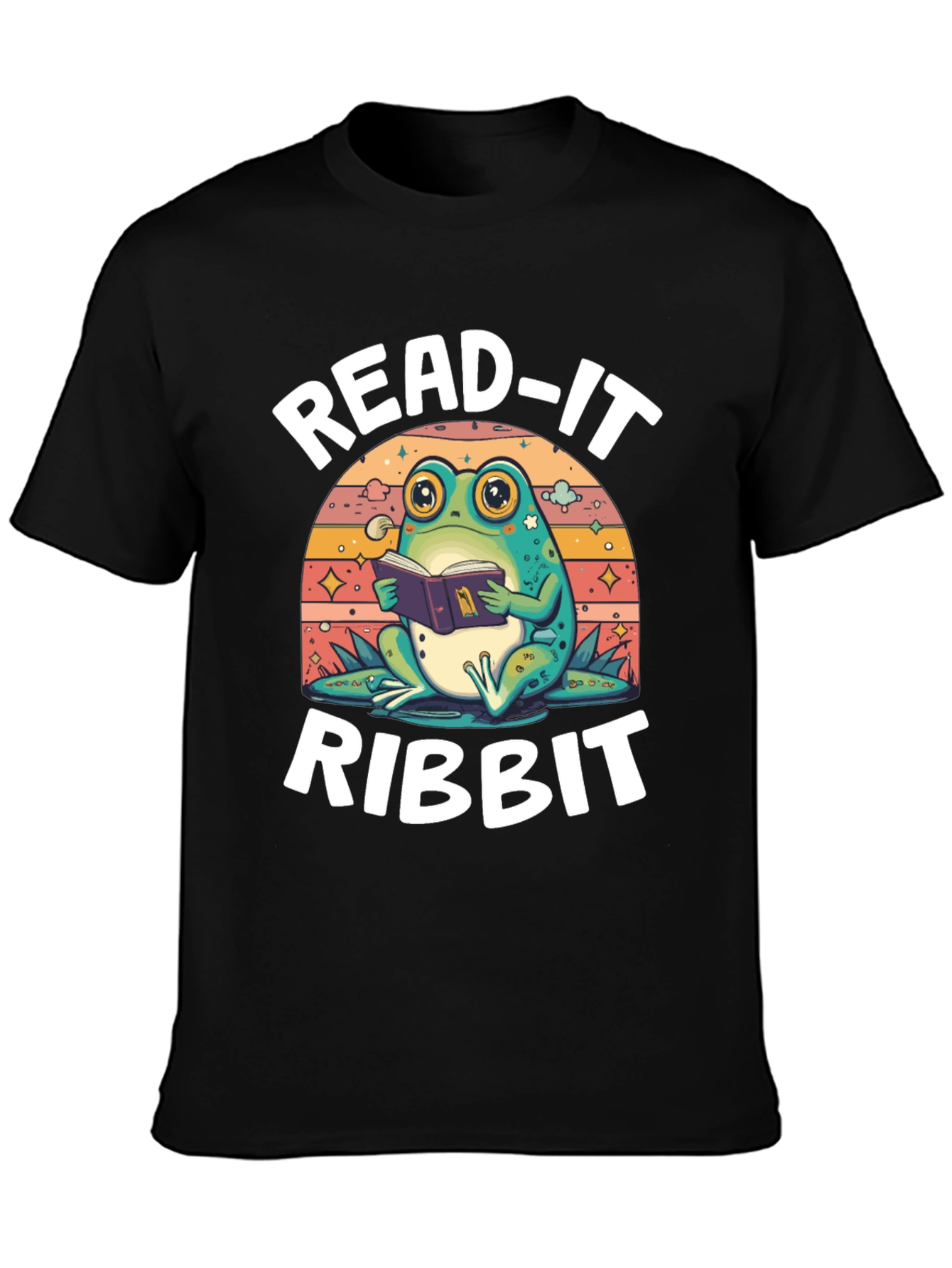 Black Read-It Ribbit Frog Graphic Tee - Book Lover Shirt view 3