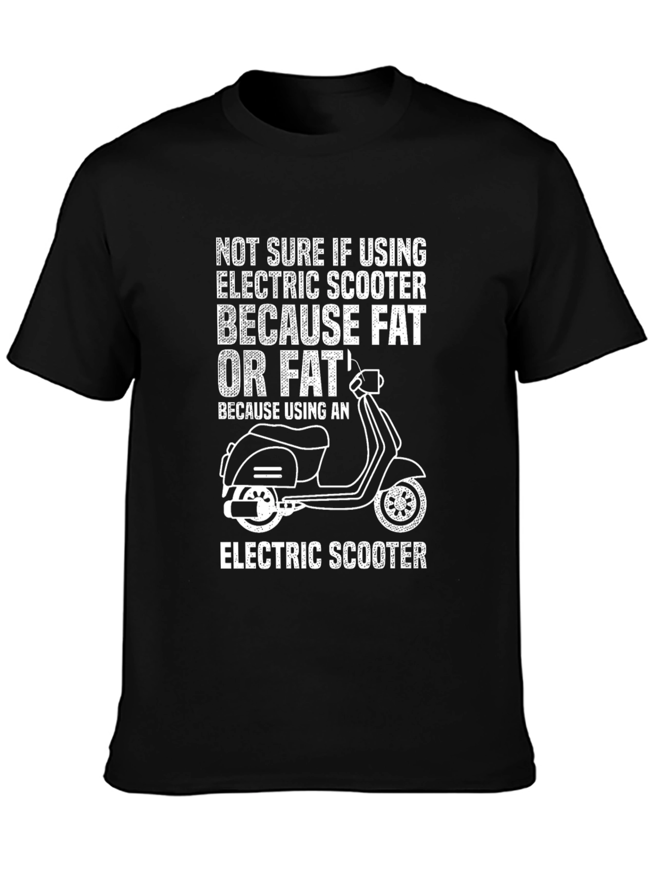 Black Funny Electric Scooter T-Shirt - Fat or Lazy? view 3