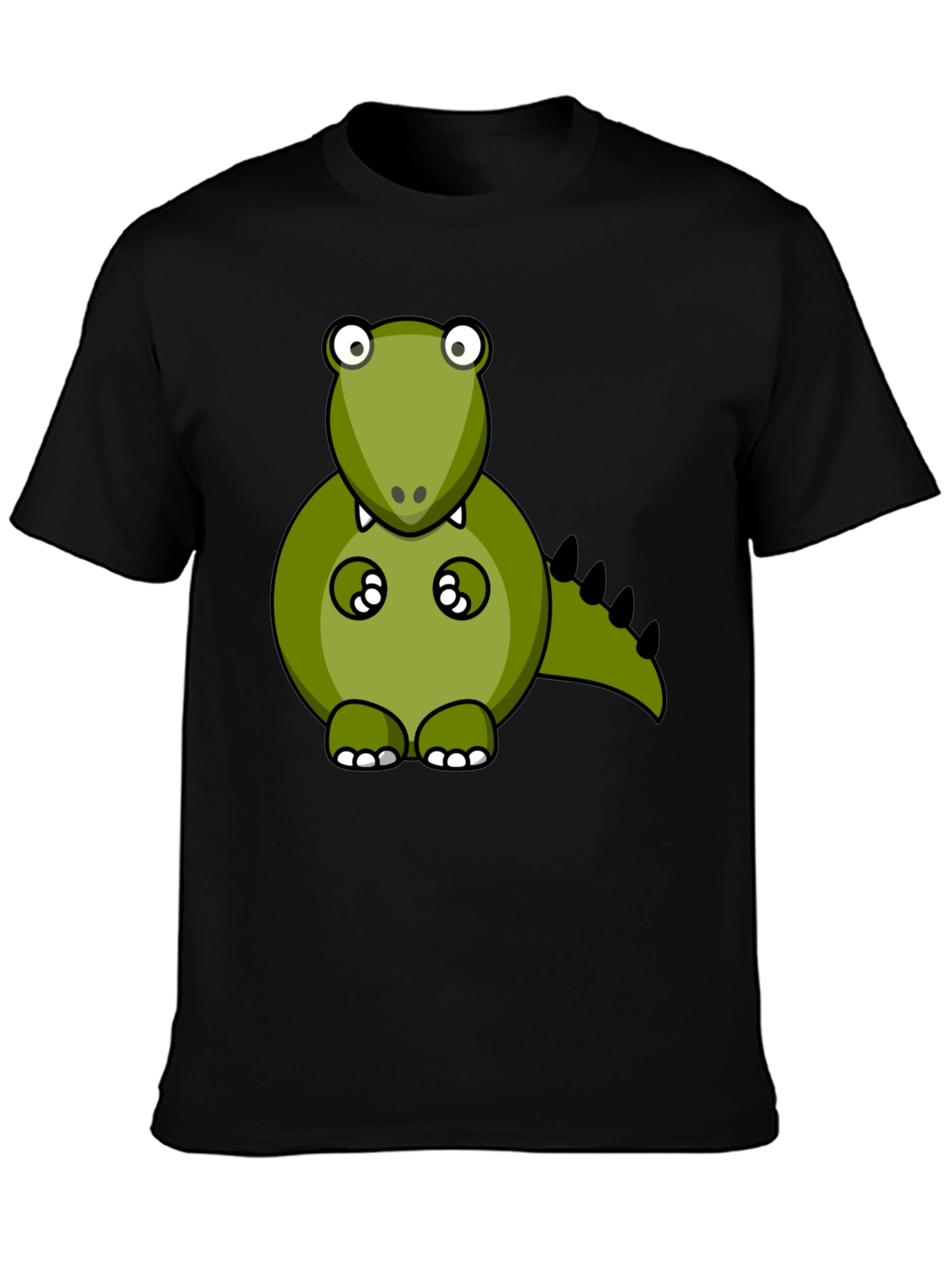 Black Cartoon Dino Graphic Tee - Men's Black T-Shirt view 3