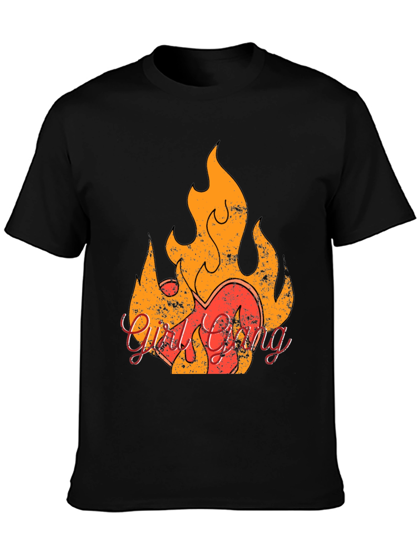 Black Fiery Heart Graphic T-Shirt - Rock & Roll Style view 3