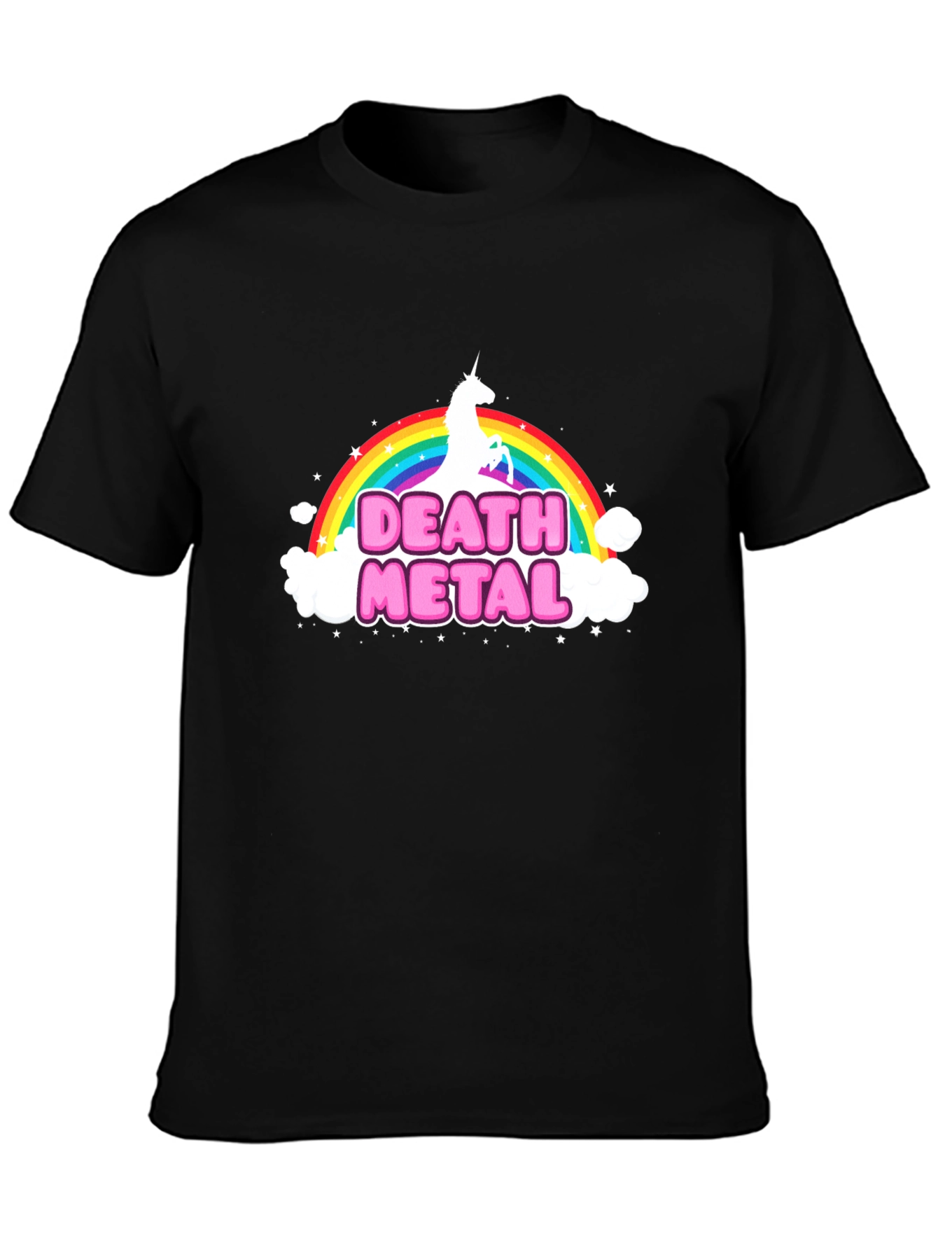 Black Death Metal Unicorn T-Shirt - Black Cotton Tee view 3