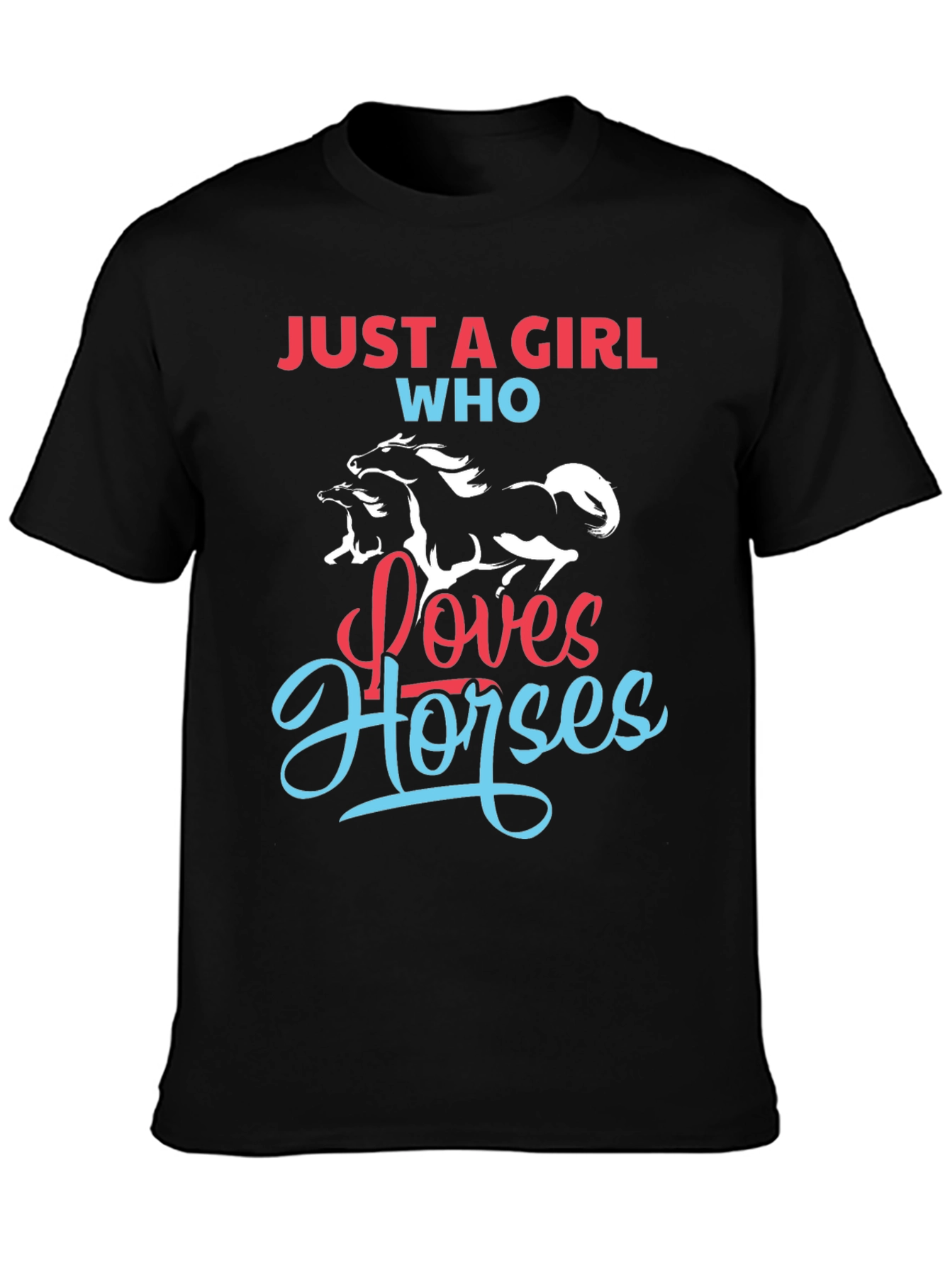 Black Just A Girl Who Loves Horses Graphic Tee view 3