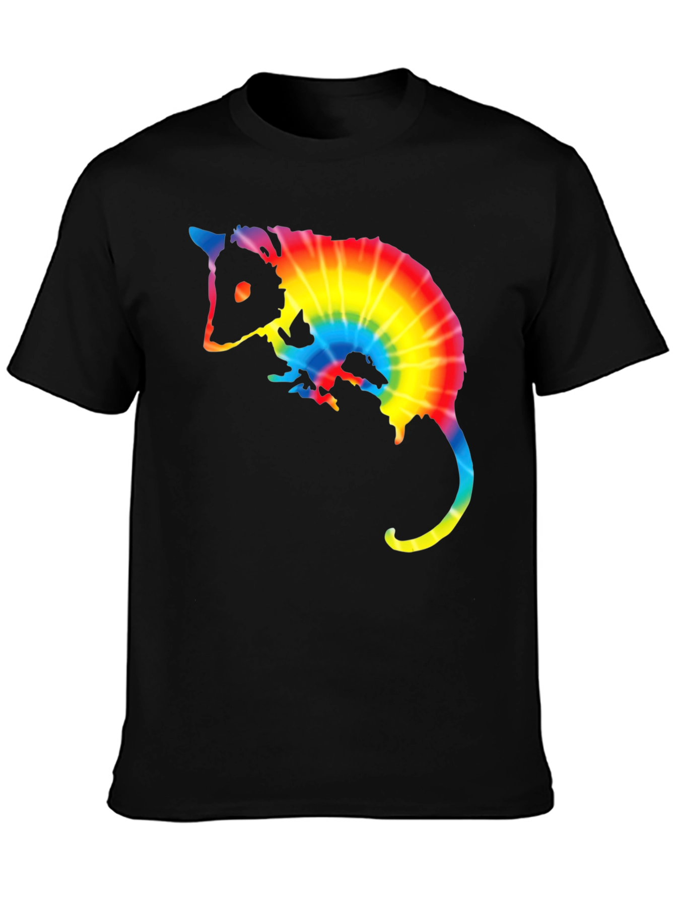 Black Tie Dye Opossum Graphic Tee - Black view 3