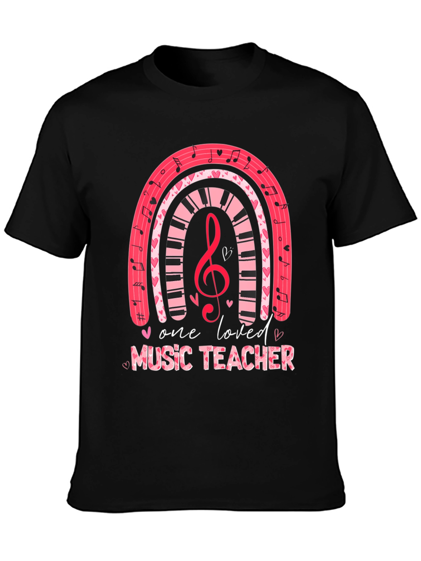 Black One Loved Music Teacher T-Shirt view 3