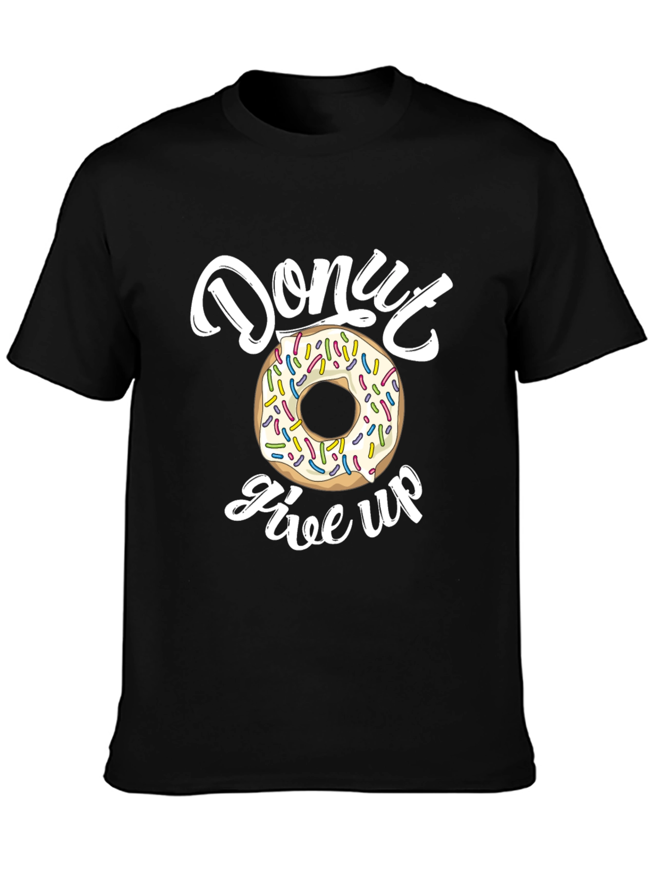Black Donut Give Up T-Shirt - Unisex Motivational Tee view 3