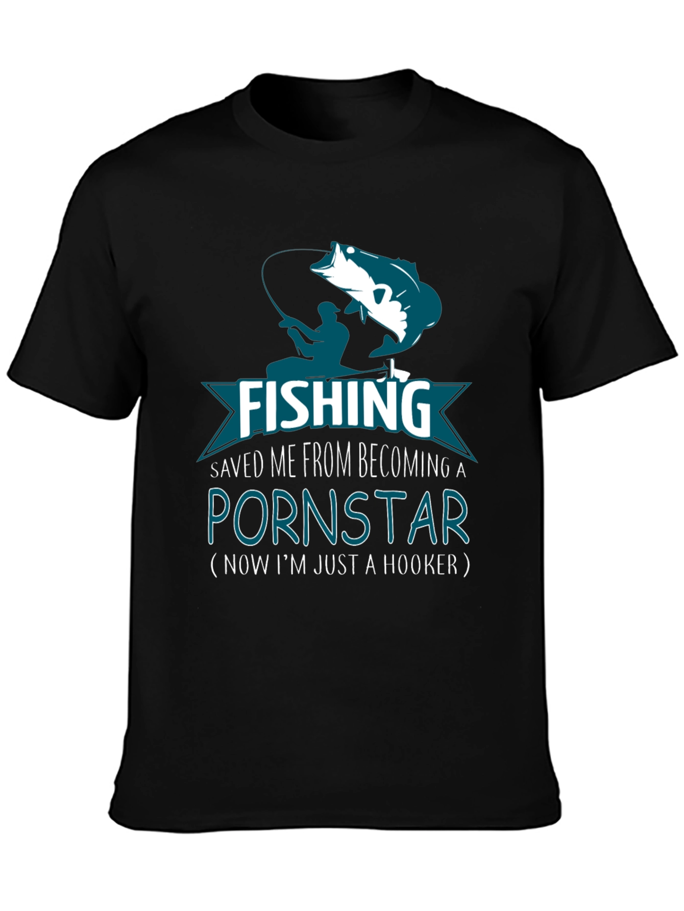 Black Fishing Hook T-Shirt Novelty Gift view 3