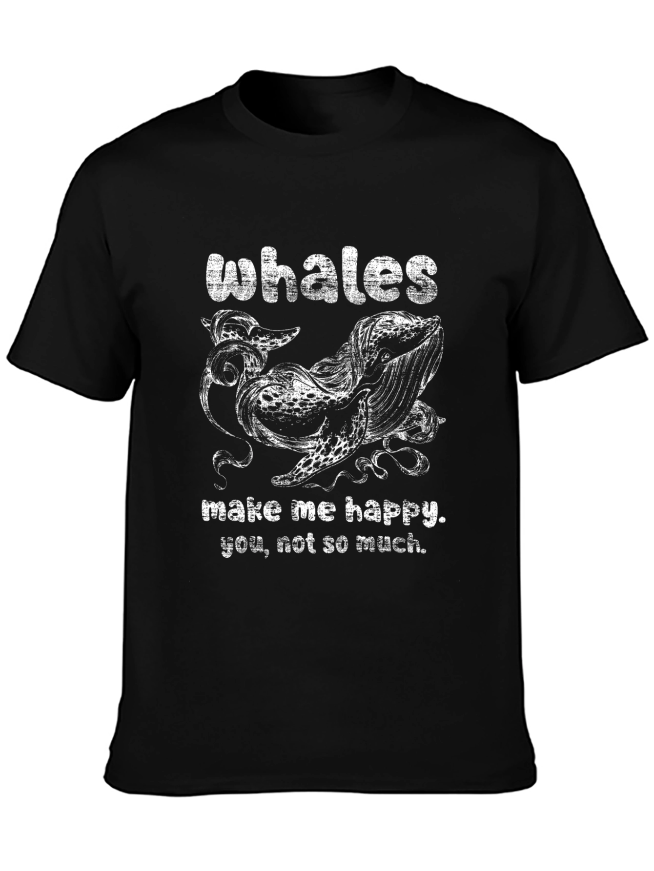 Black Whales Make Me Happy T-Shirt - Funny Ocean Lover Tee view 3
