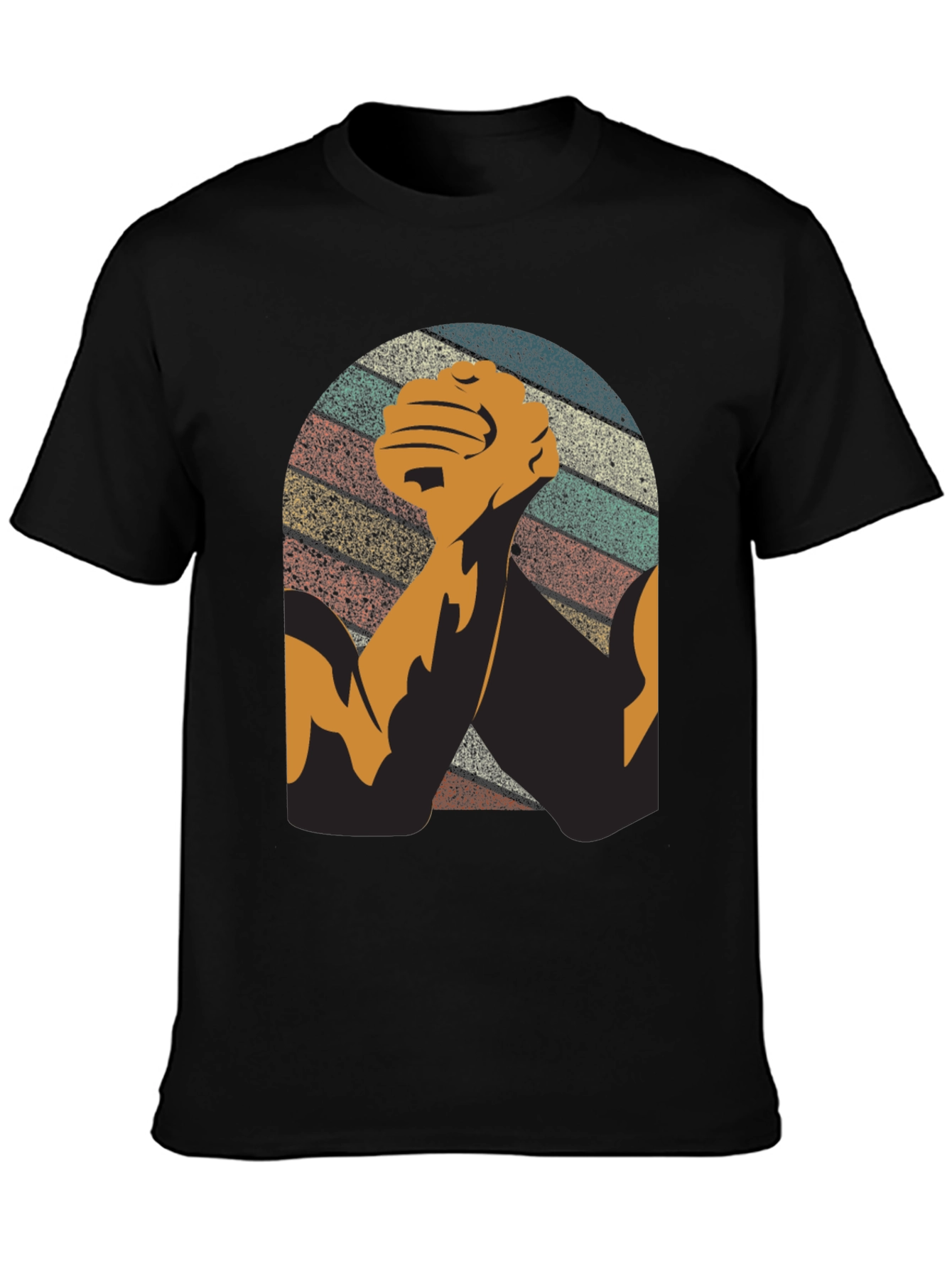 Black Vintage Arm Wrestling Graphic Tee - Black view 3