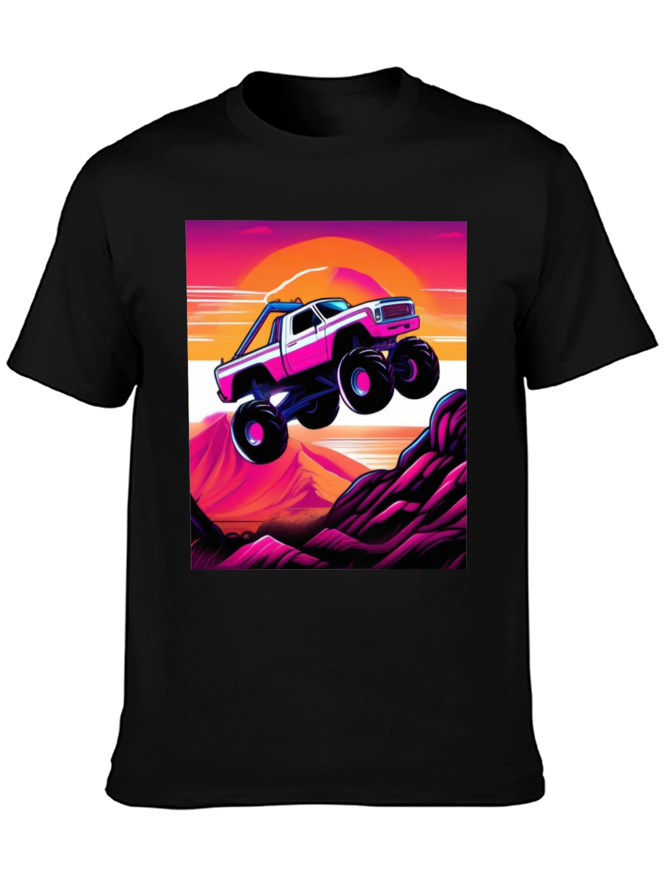 Black Retro Monster Truck Graphic Tee view 3