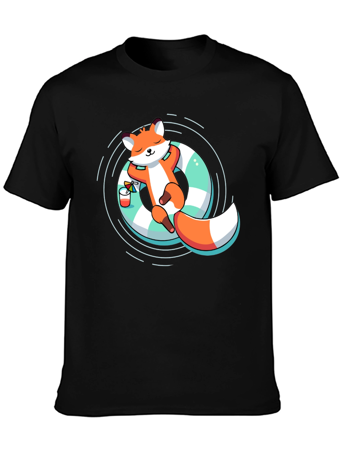 Black Cool Fox Summer Relax T-Shirt view 3