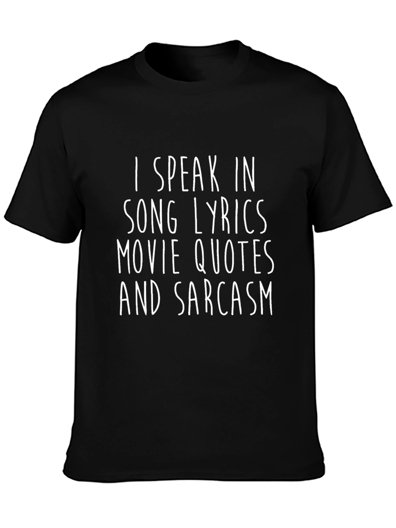 Black Sarcastic Song Lyrics Movie Quotes Graphic T-Shirt view 3